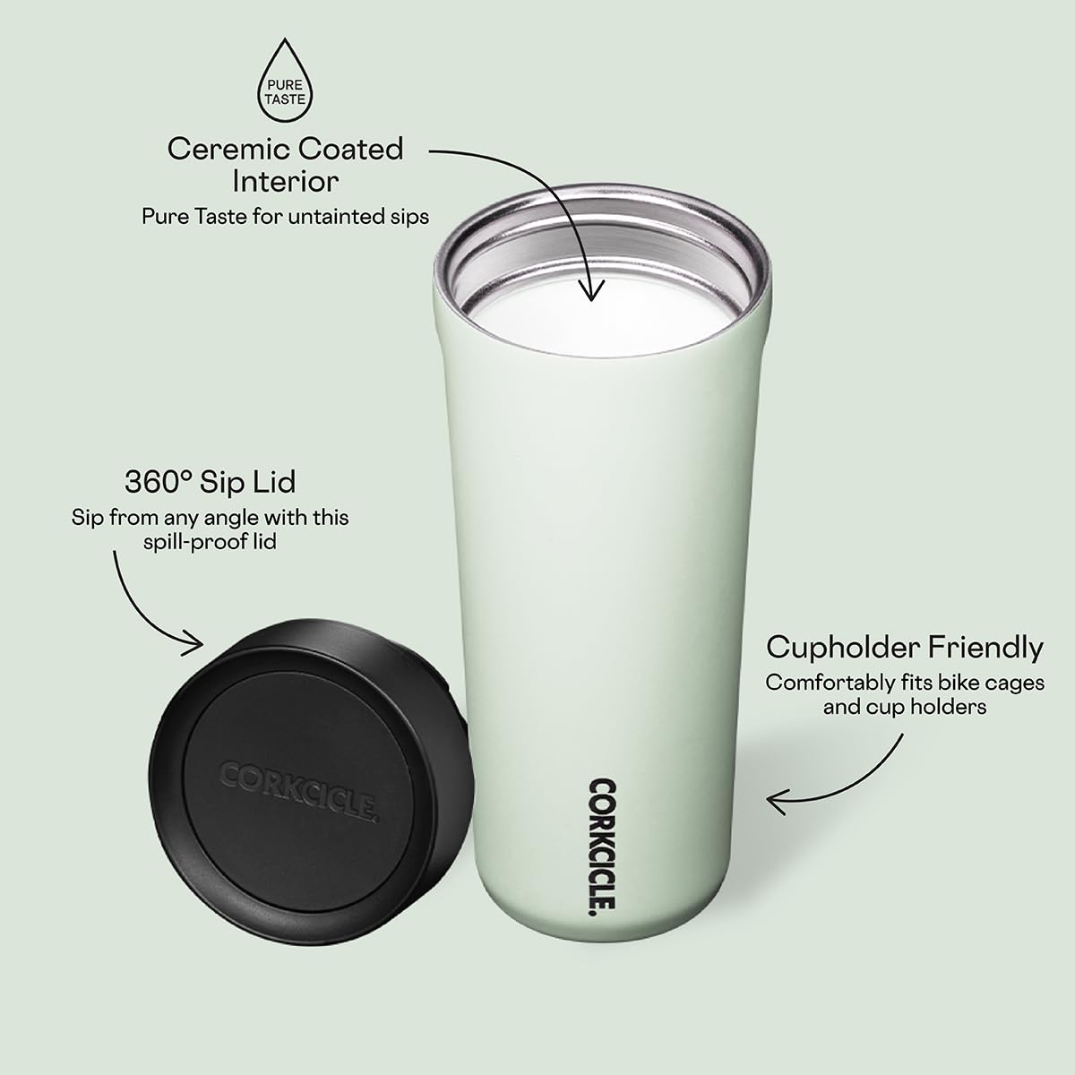 Foto 7 pulgar | Taza De Viaje Corkcicle Commuter Cup Sage Mist, 500 Ml, Aislante - Venta Internacional.