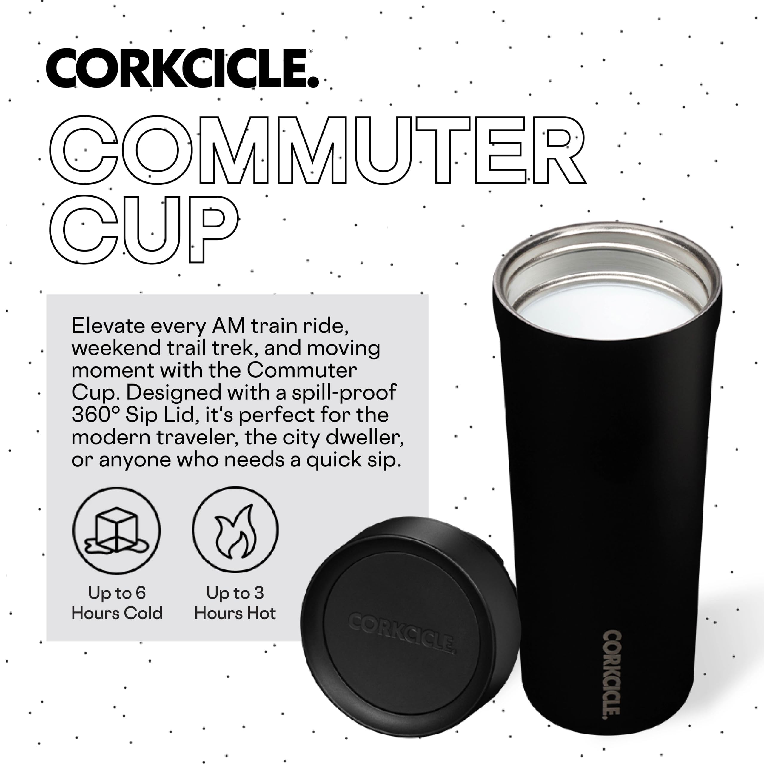 Foto 3 | Taza De Viaje Corkcicle Commuter Cup, Color Negro Mate, 500 Ml - Venta Internacional.