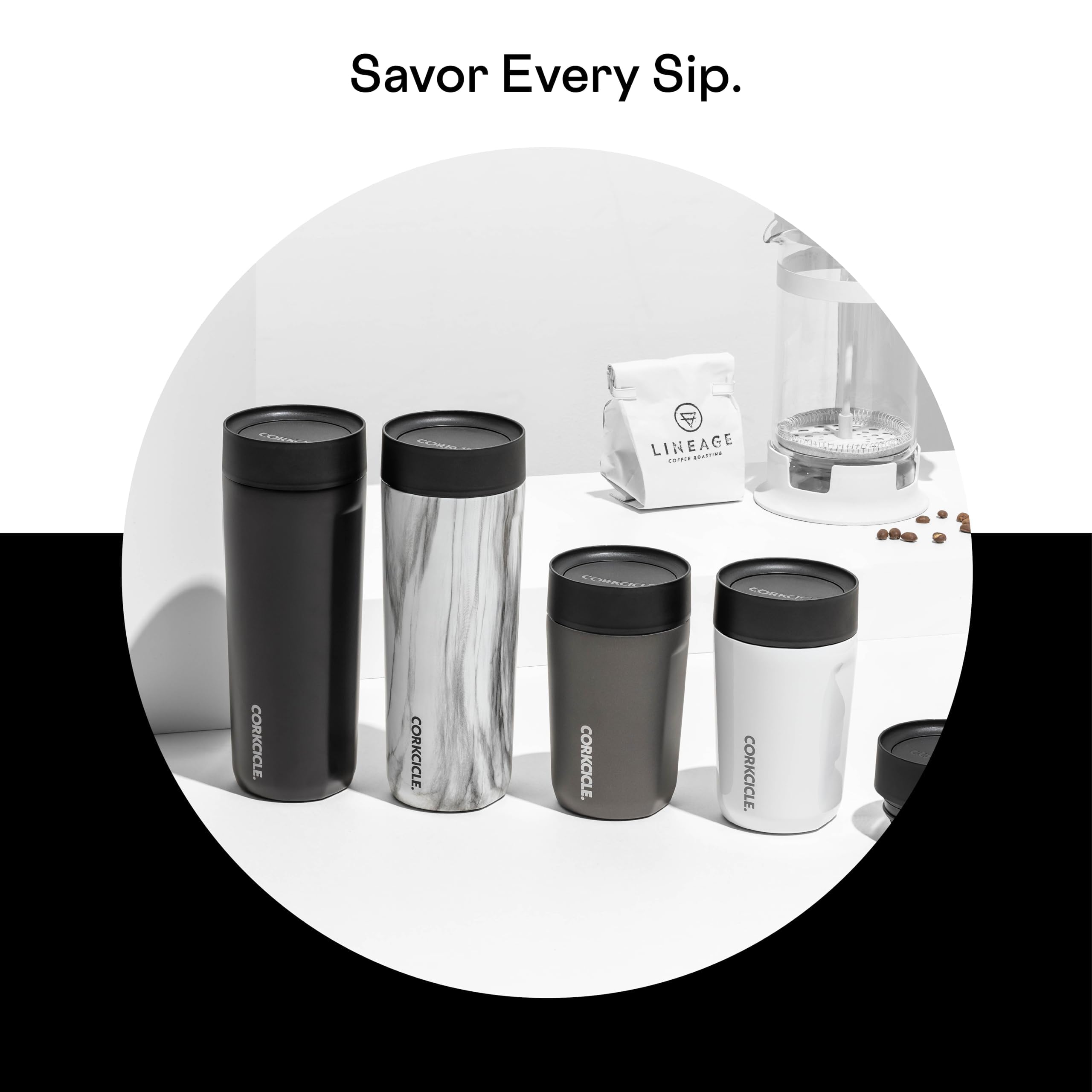 Foto 5 pulgar | Taza De Viaje Corkcicle Commuter Cup, Color Negro Mate, 500 Ml - Venta Internacional.