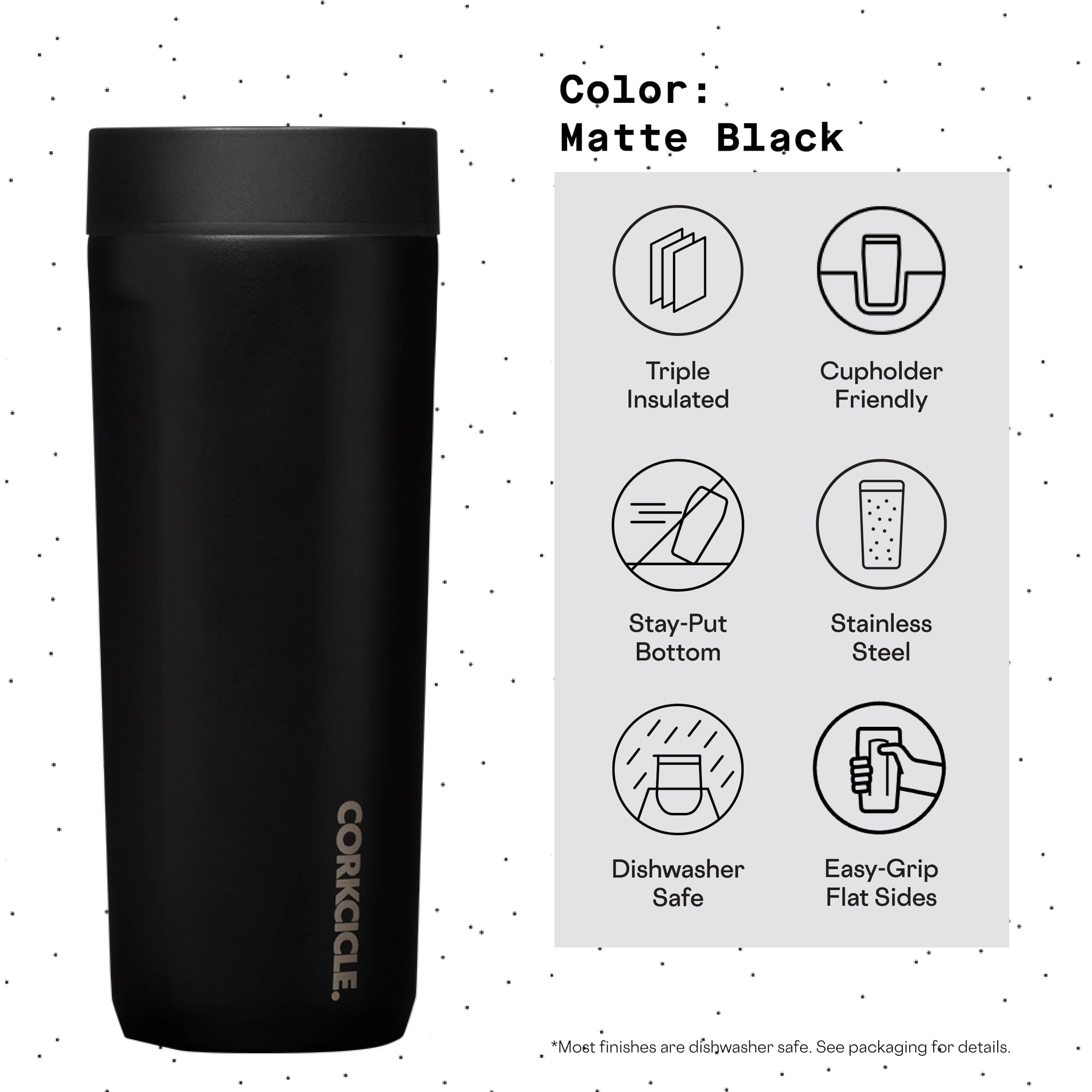 Foto 5 | Taza De Viaje Corkcicle Commuter Cup, Color Negro Mate, 500 Ml - Venta Internacional.