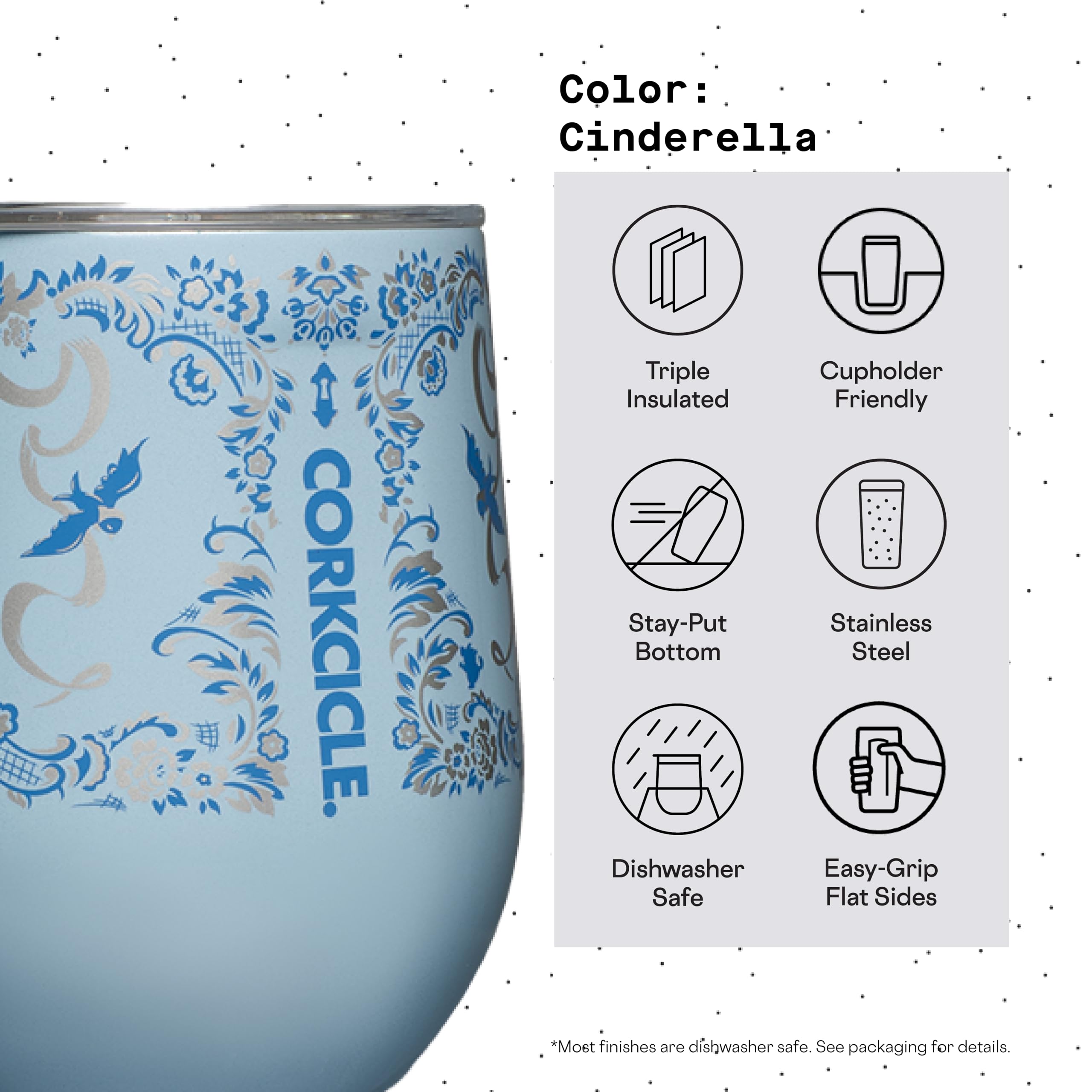 Foto 5 pulgar | Copa De Vino Corkcicle Disney Princess Cinderella 350 Ml - Venta Internacional.