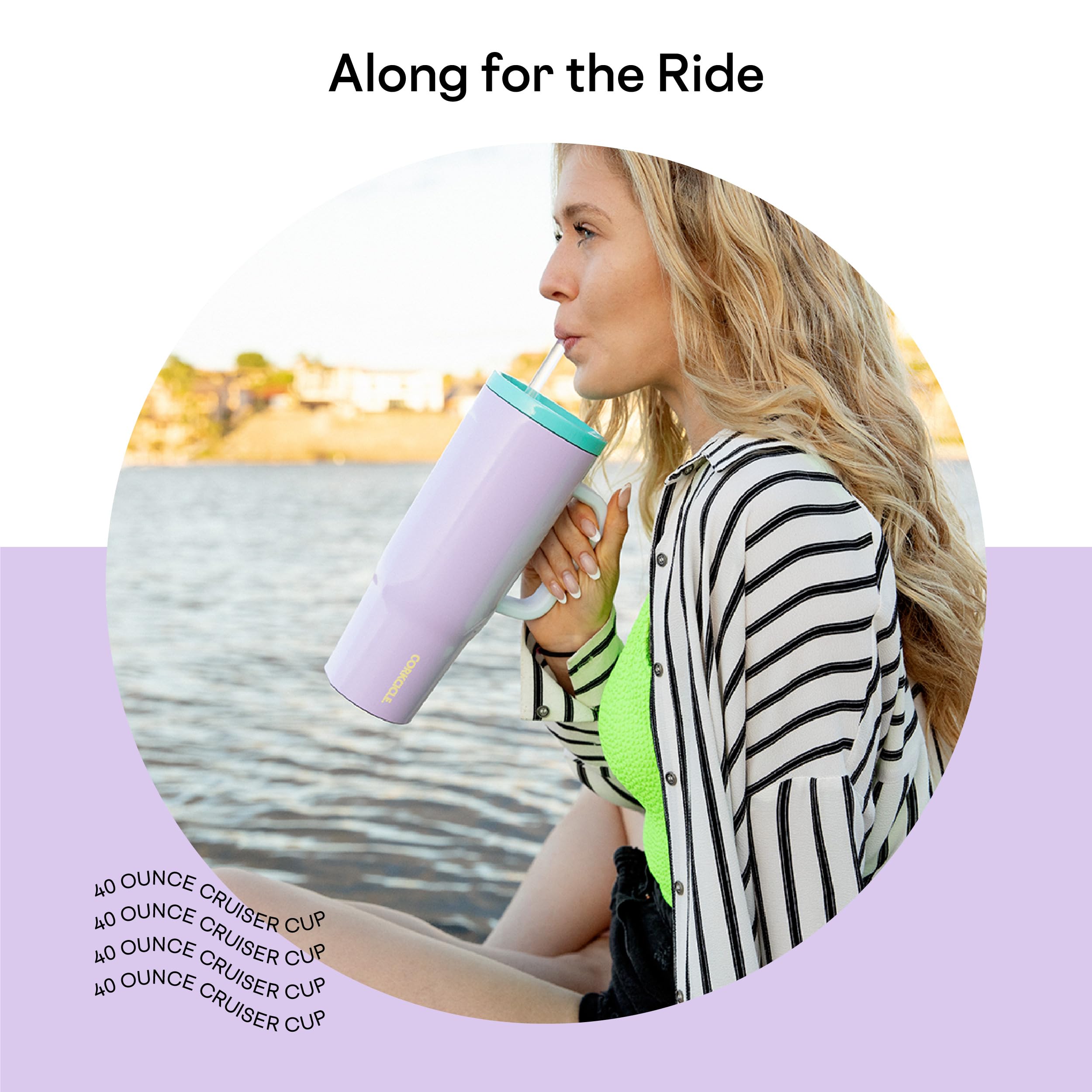 Foto 4 pulgar | Botella De Agua Corkcicle Cruiser Purple Dolphin 1.2 L Con Asa - Venta Internacional.