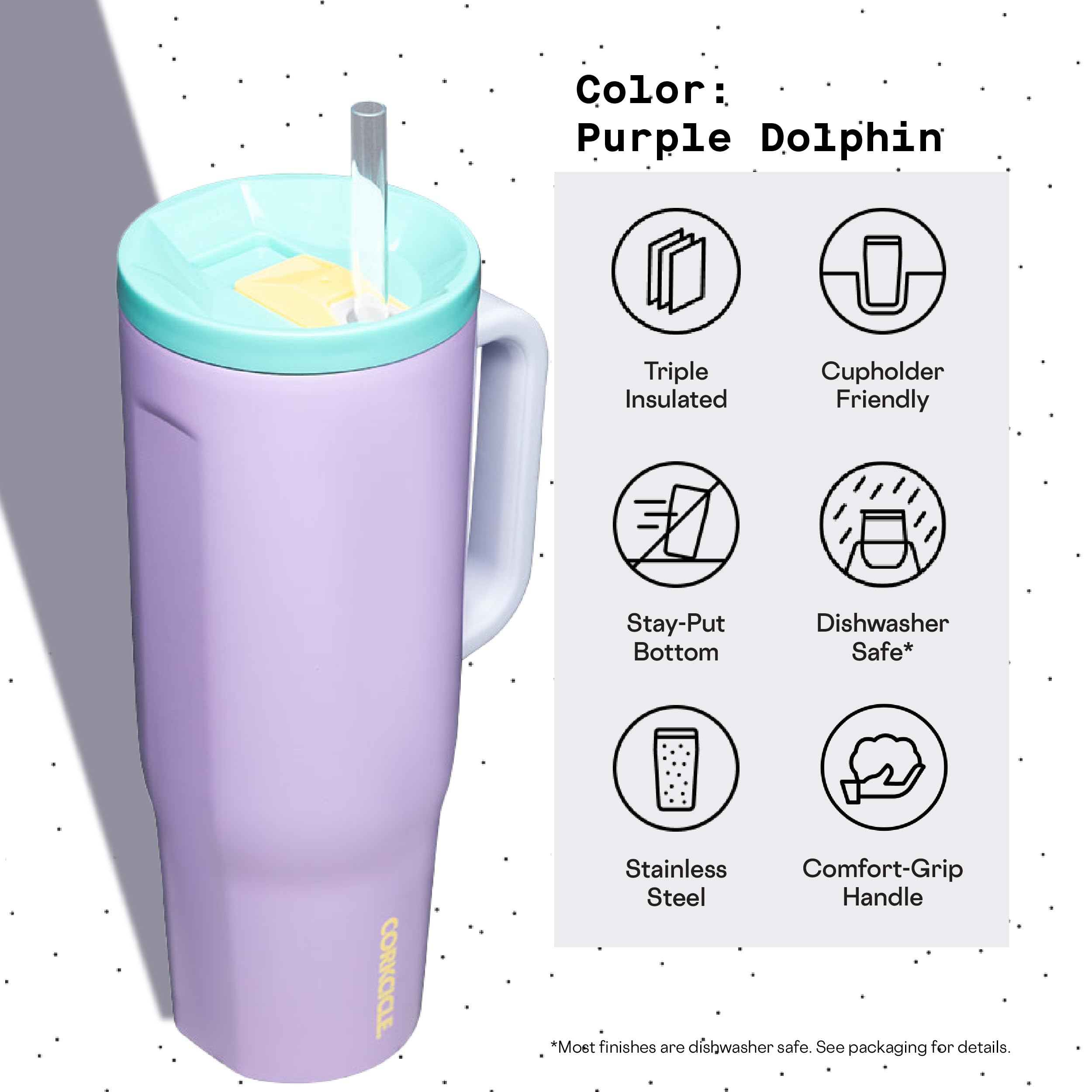 Foto 5 pulgar | Botella De Agua Corkcicle Cruiser Purple Dolphin 1.2 L Con Asa - Venta Internacional.