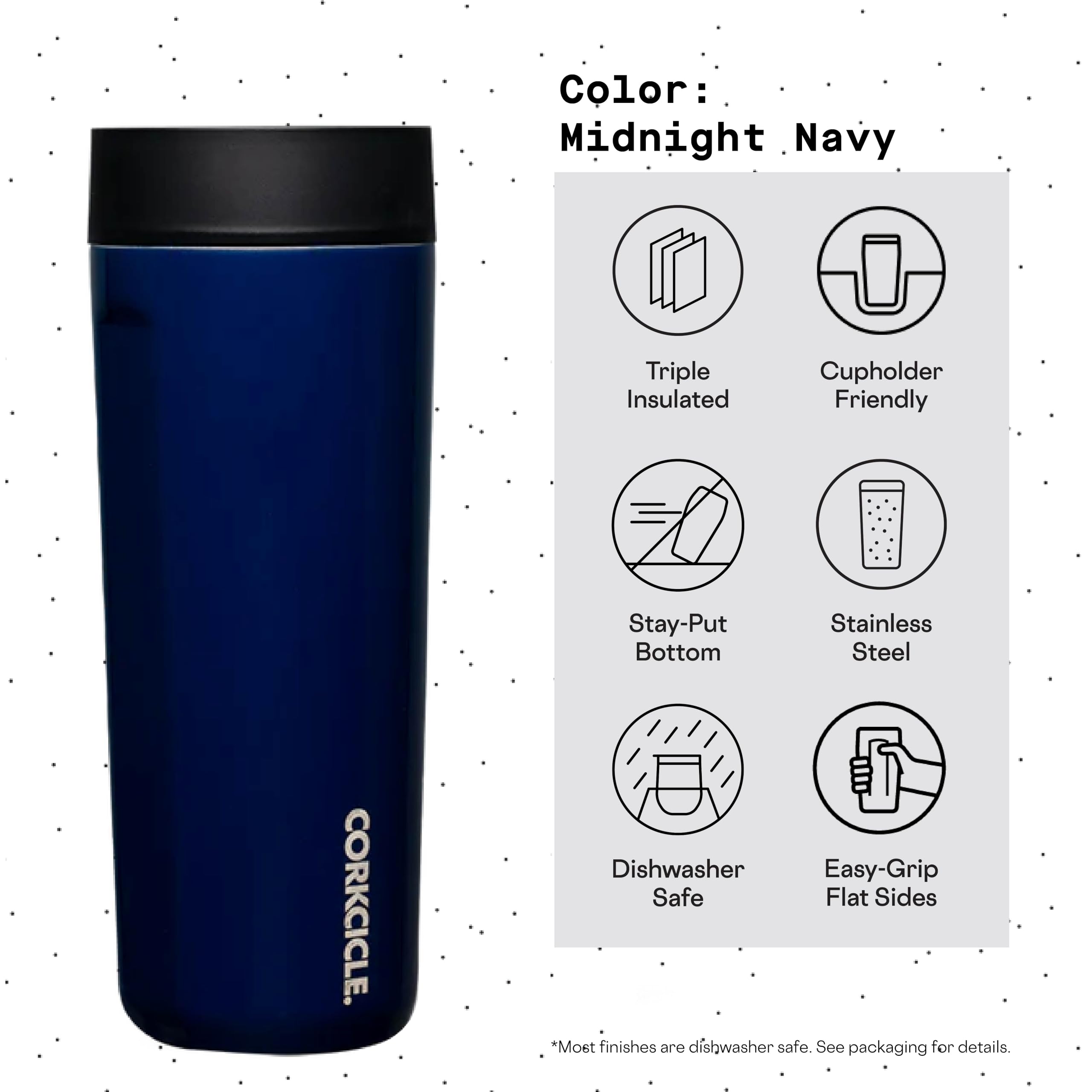 Foto 5 pulgar | Taza De Viaje Corkcicle Commuter Cup Midnight Navy, 500 Ml - Venta Internacional.