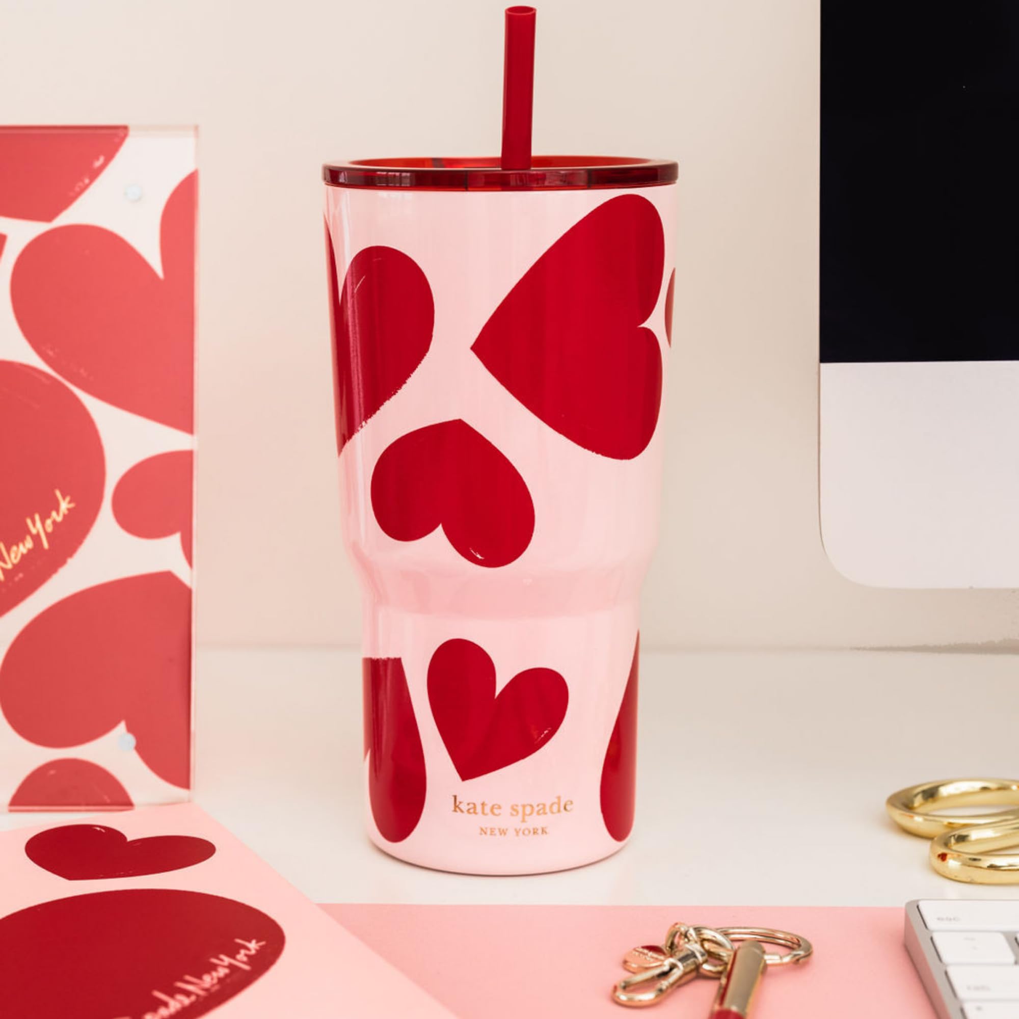 Foto 4 | Vaso Aislante Kate Spade New York Sweet Hearts, 600 Ml - Venta Internacional.