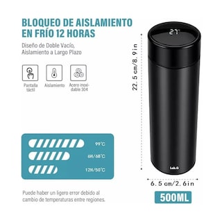 Foto 5 | Termo Digital Inteligente Acero Inoxidable 500ml Lab.g Negro