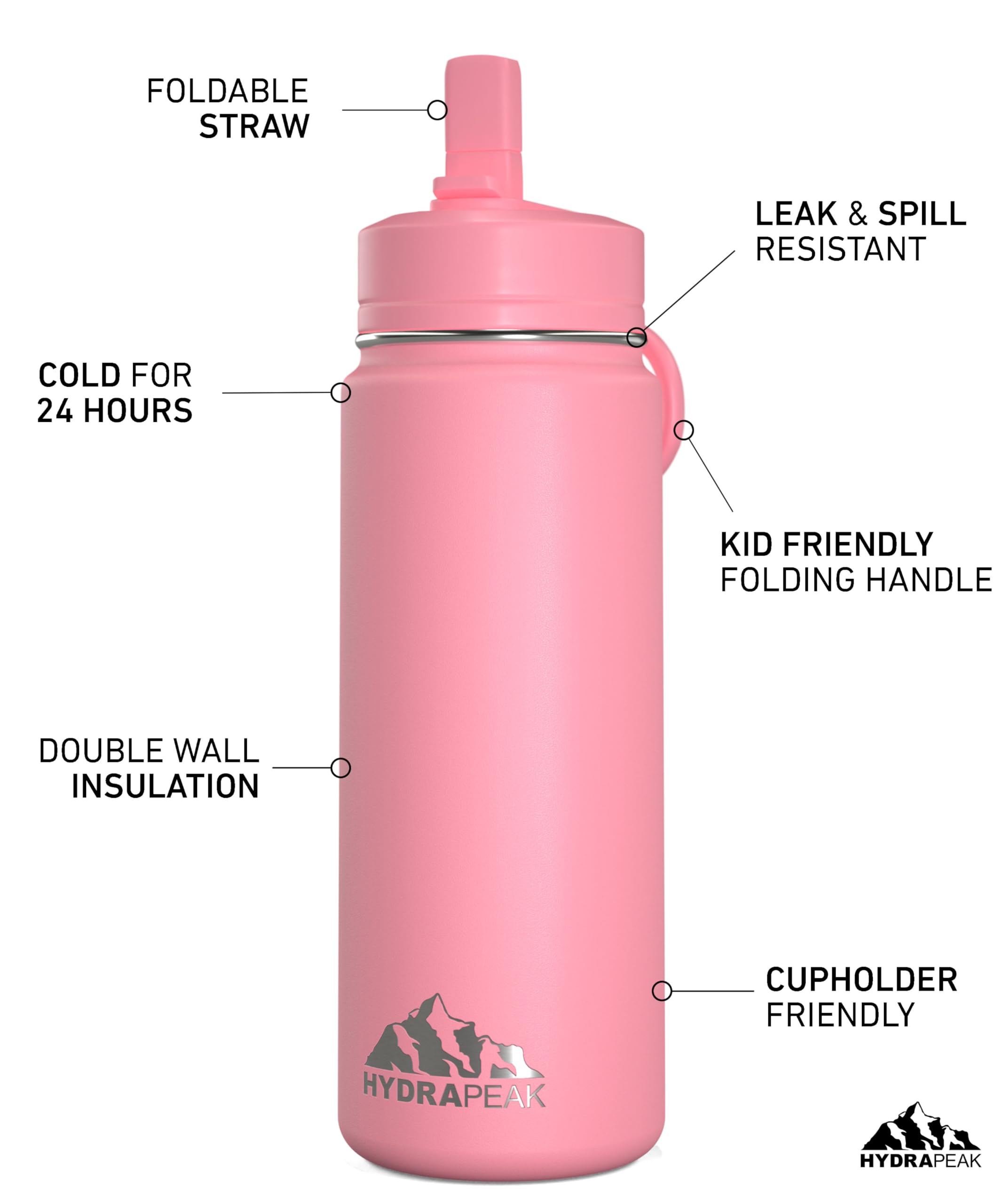 Foto 3 pulgar | Botella De Agua Hydrapeak Mini De Acero Inoxidable Para Niños De 600 Ml - Venta Internacional.