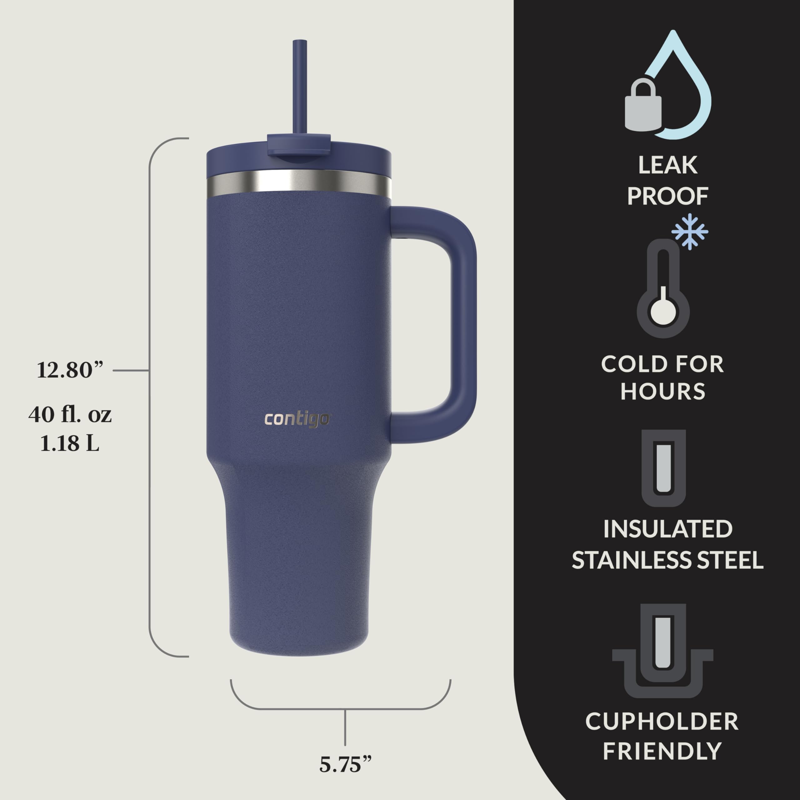 Foto 3 pulgar | Vaso Contigo Streeterville De Acero Inoxidable, 1,2 L, Color Índigo - Venta Internacional.