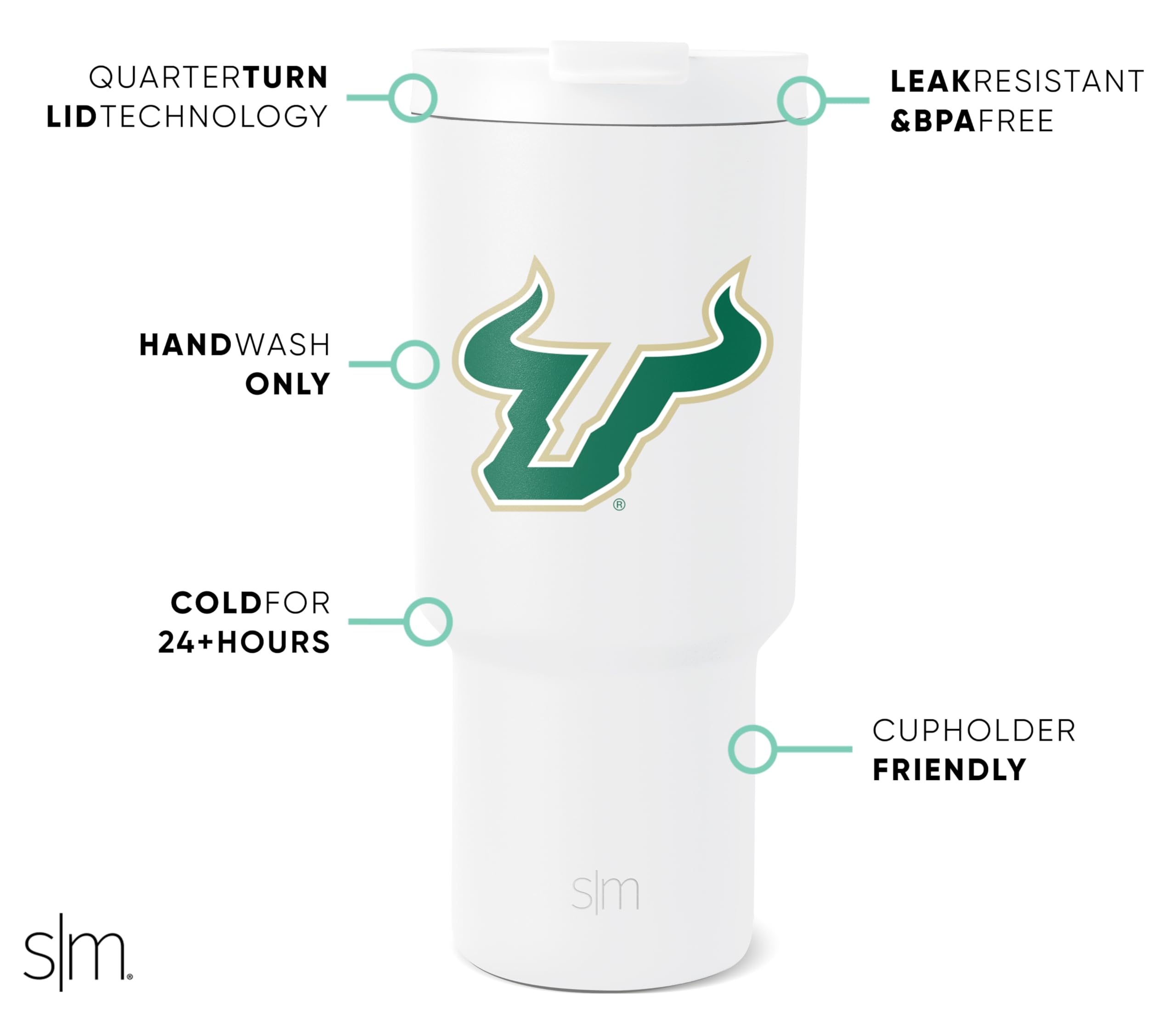Foto 3 pulgar | Vaso Simple Modern South Florida Bulls Con Aislamiento De 900 Ml - Venta Internacional.