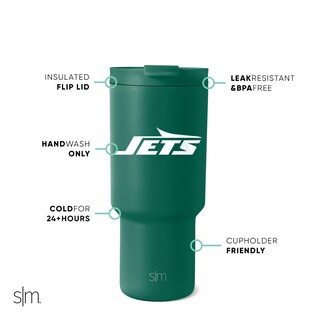 Foto 2 | Vaso Sencillo Y Moderno De Acero Inoxidable De Los New York Jets De La Nfl, 900 Ml - Venta Internacional.