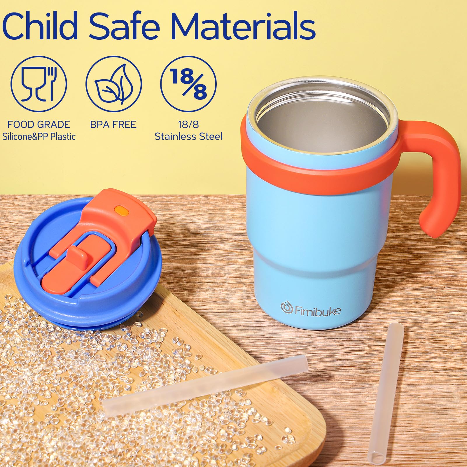Foto 3 pulgar | Vaso Aislante Para Niños Fimibuke 470 Ml Con Mango Y Pajita 18/8 Ss - Venta Internacional.