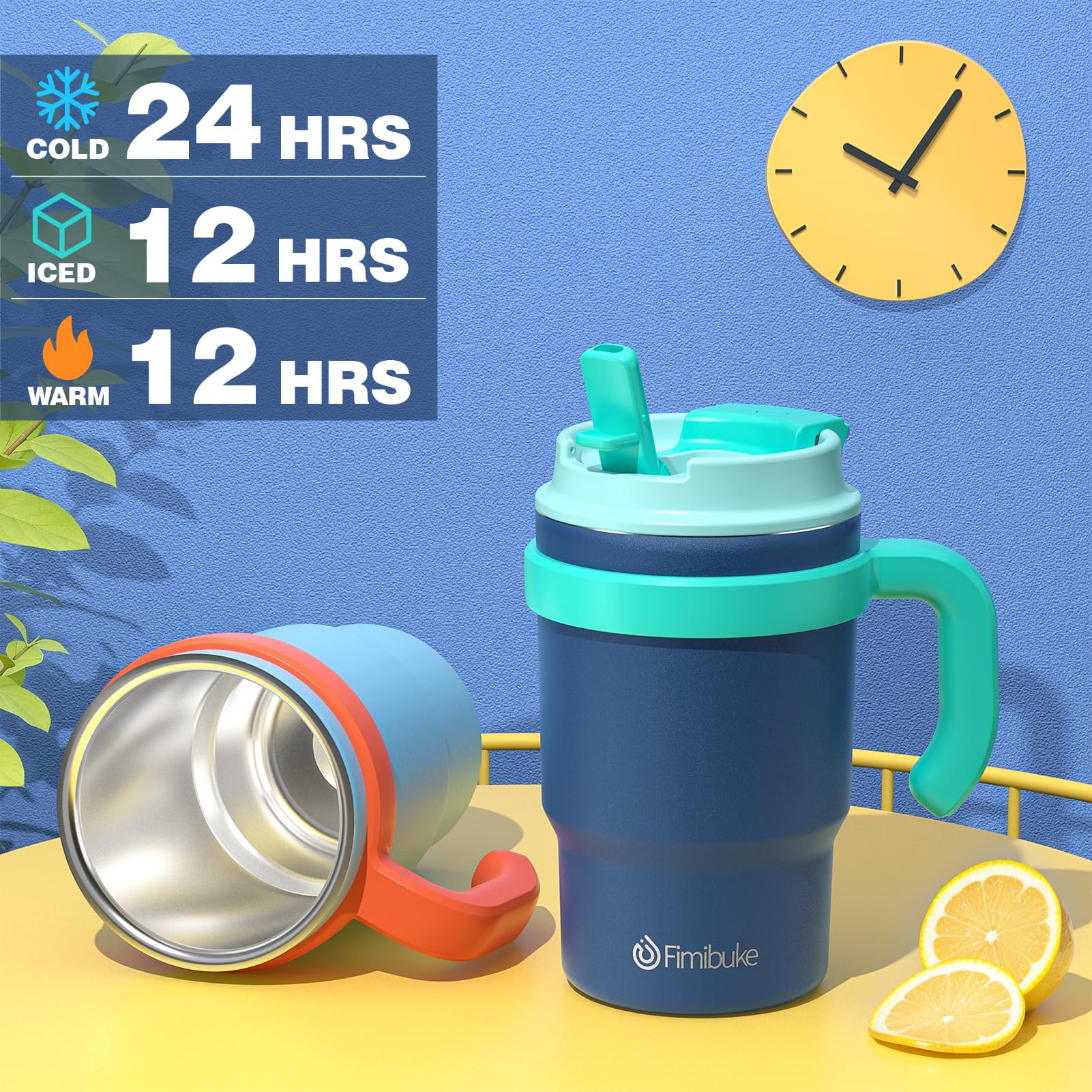Foto 7 | Vaso Aislante Para Niños Fimibuke 470 Ml Con Mango Y Pajita 18/8 Ss - Venta Internacional.