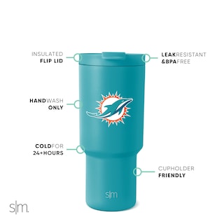Foto 2 | Vaso Sencillo Y Moderno De Acero Inoxidable Nfl Miami Dolphins, 900 Ml - Venta Internacional.