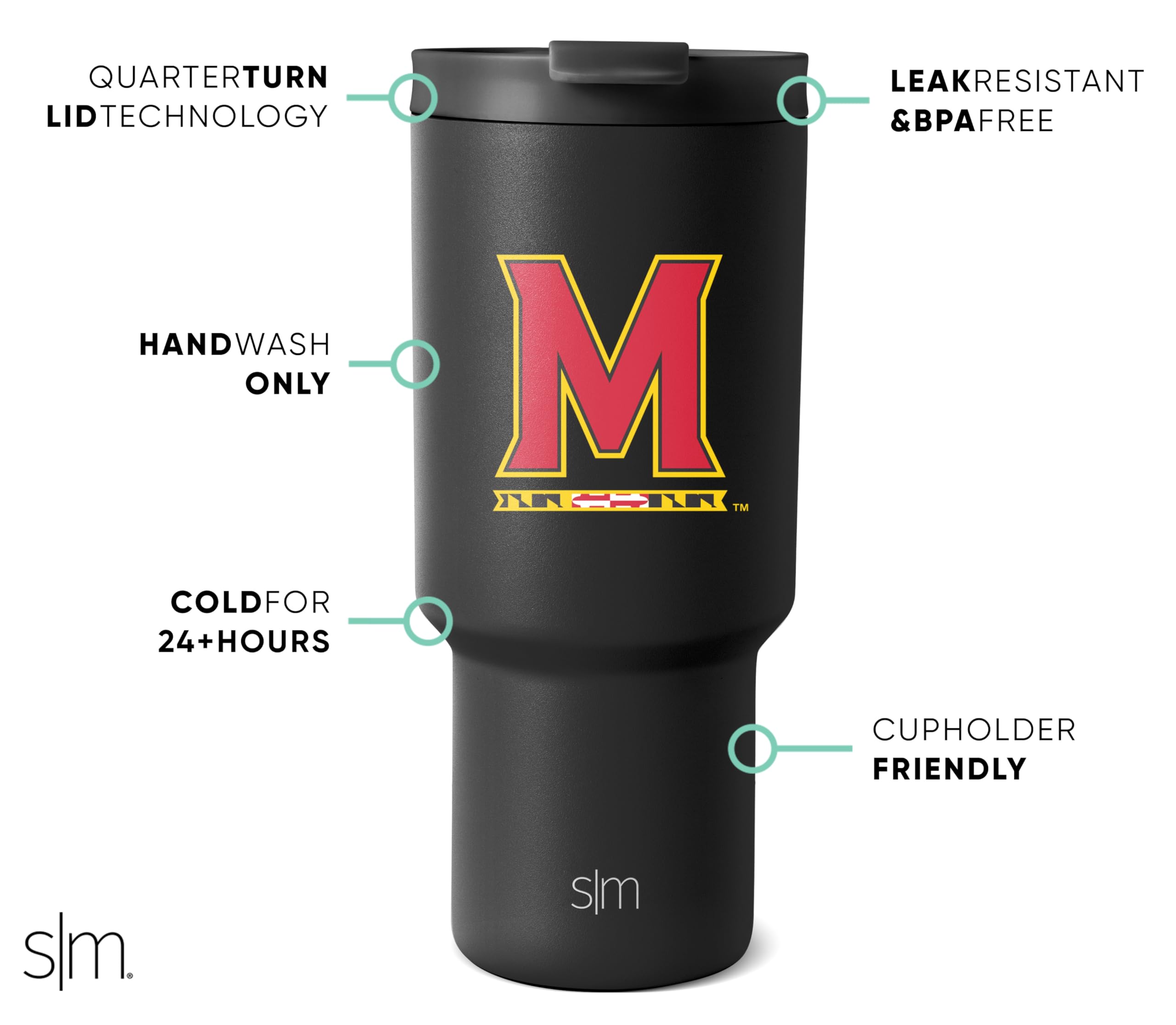 Foto 3 pulgar | Vaso Simple Modern Con Licencia Oficial De Maryland, 900 Ml - Venta Internacional.