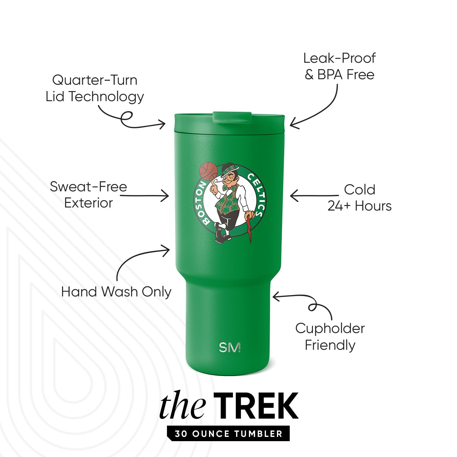 Foto 2 | Vaso Simple Modern Con Licencia Oficial De Los Celtics De La Nba, 900 Ml - Venta Internacional.