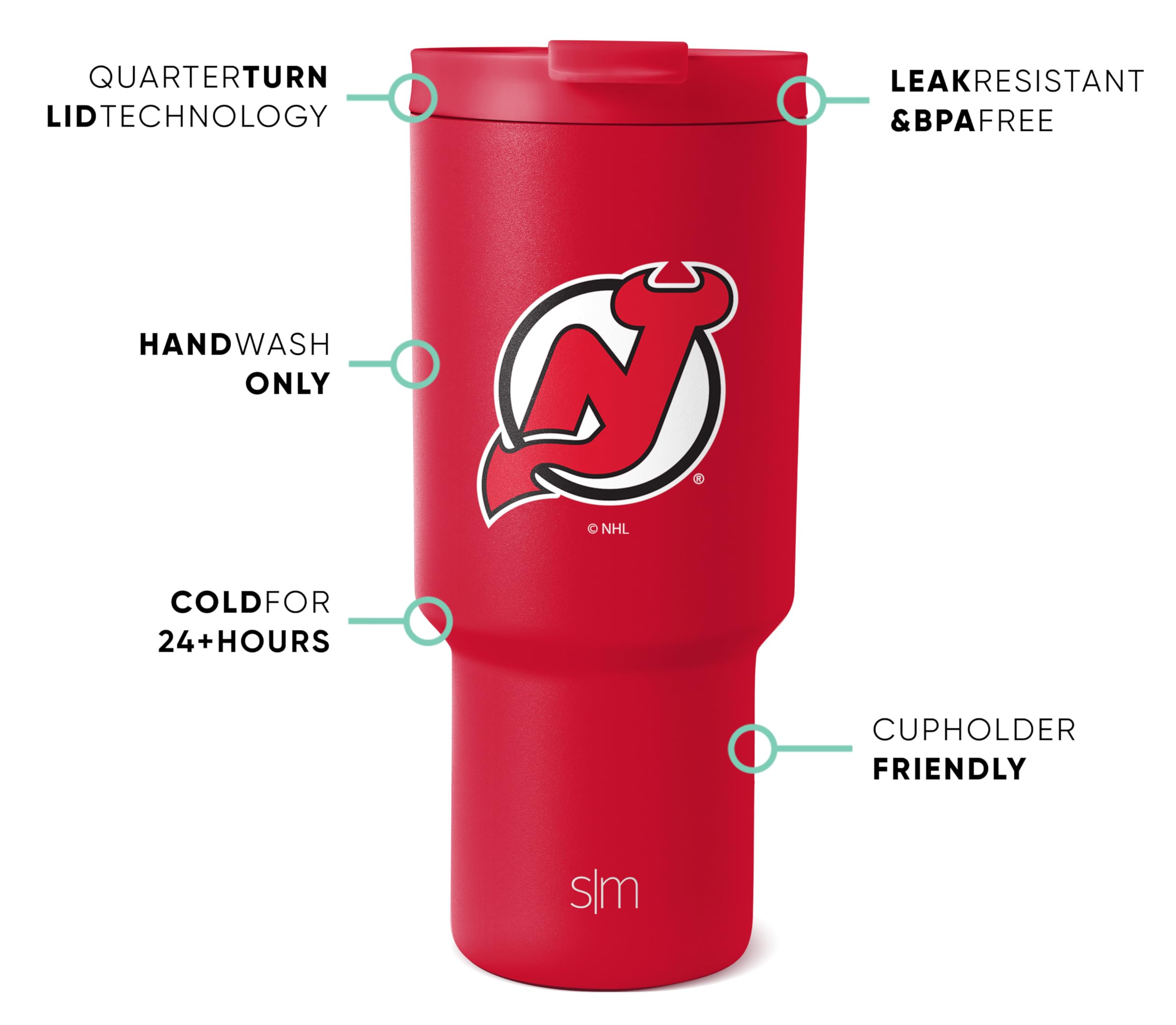 Foto 3 pulgar | Vaso Simple Modern Nhl New Jersey Devils De Acero Inoxidable De 900 Ml - Venta Internacional.
