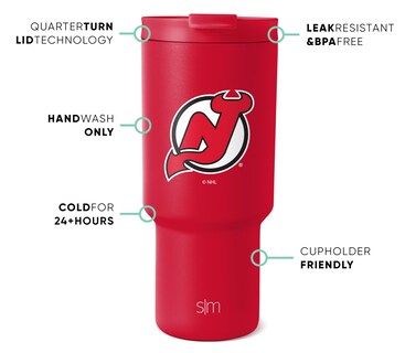 Foto 2 | Vaso Simple Modern Nhl New Jersey Devils De Acero Inoxidable De 900 Ml - Venta Internacional.