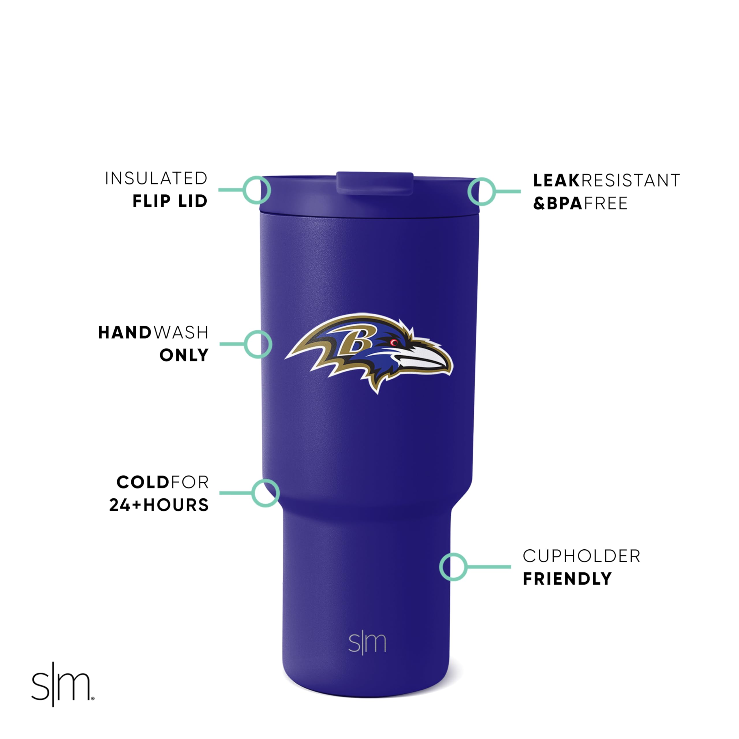 Foto 3 pulgar | Vaso Sencillo Y Moderno De La Nfl Baltimore Ravens, 900 Ml - Venta Internacional.