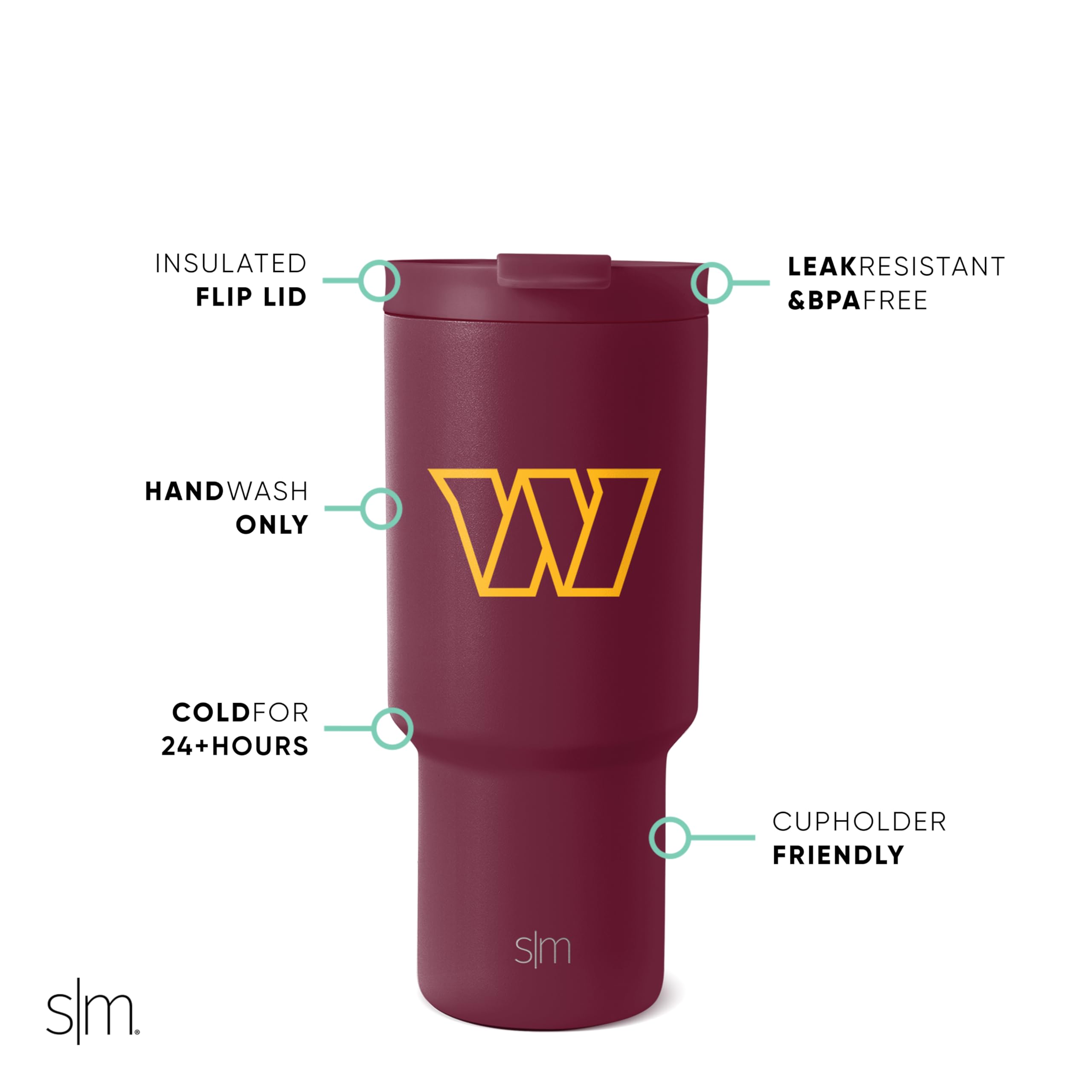 Foto 3 pulgar | Vaso Sencillo Y Moderno De La Nfl Washington Commanders, 900 Ml - Venta Internacional.