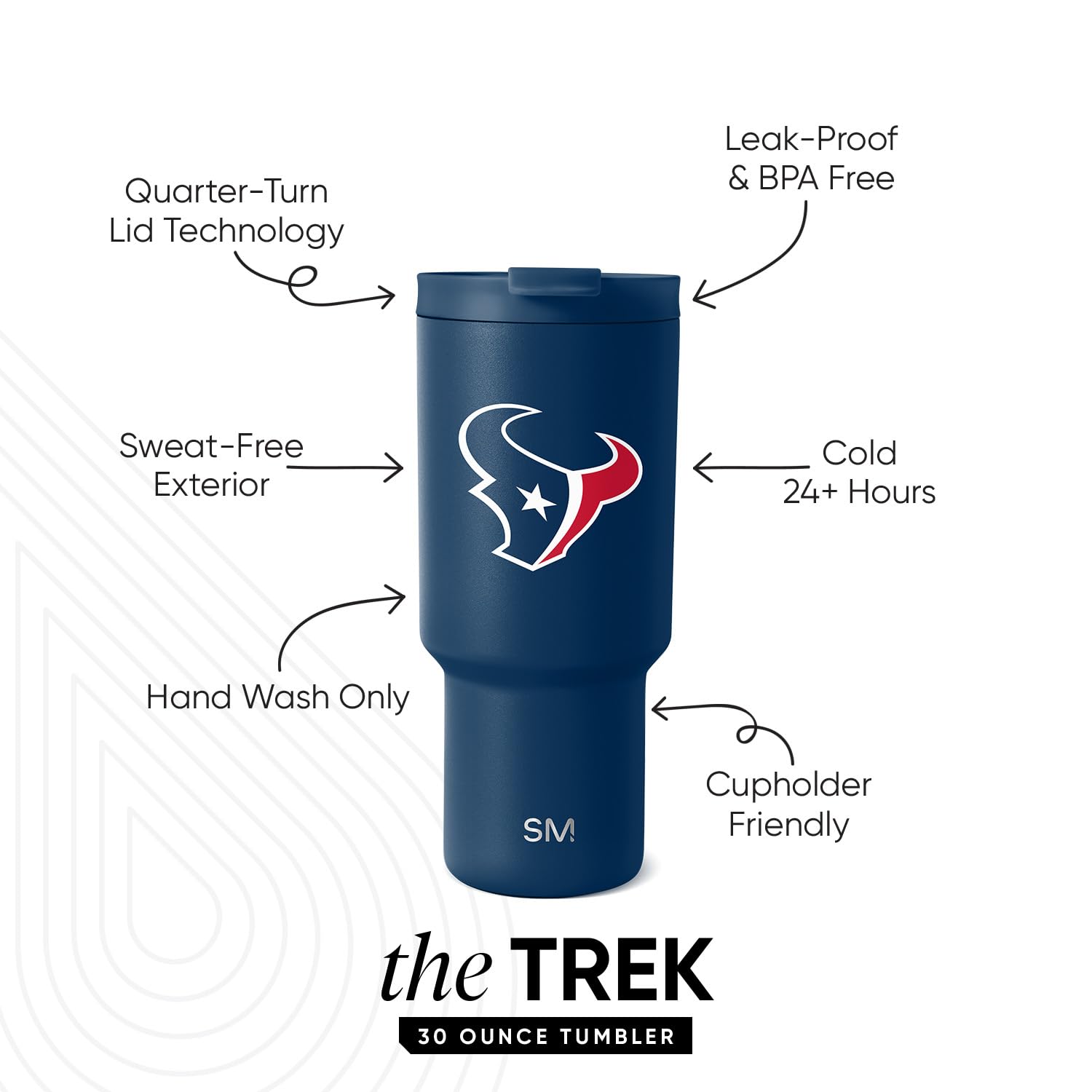 Foto 3 pulgar | Vaso Simple Modern Nfl Houston Texans De 900 Ml Con Tapa Abatible - Venta Internacional.