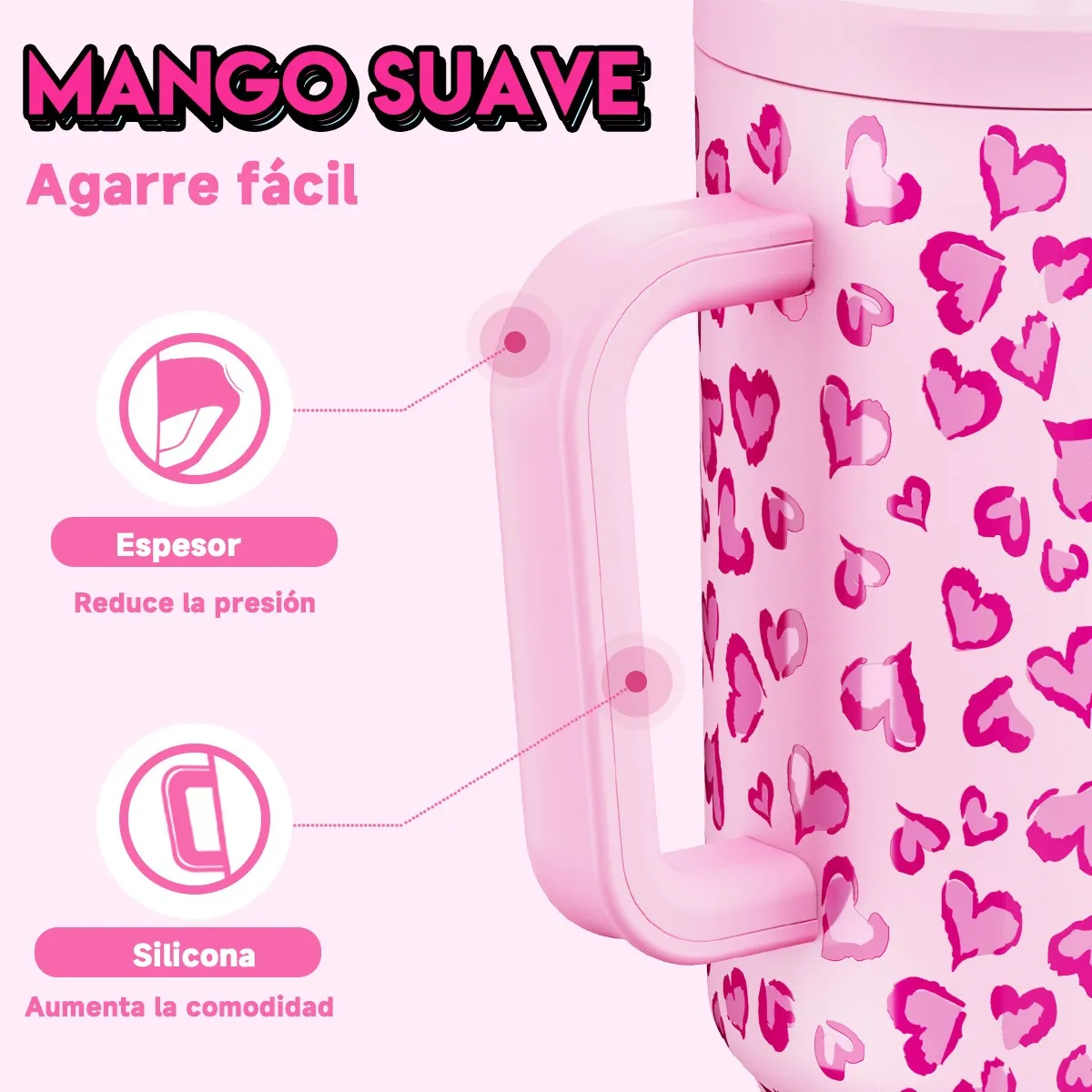 Foto 5 pulgar | Corazón Rosa Vaso Térmico De Acero Inoxidable Con Calor/frí 40oz  Eo Safe Imports Esi-19758 Rosa