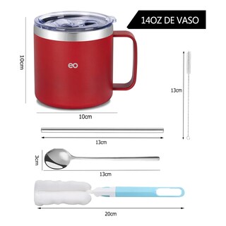 Foto 3 | Vaso Térmico 14oz De Acero Inoxidable Taza Para Café 414ml Eo Safe Imports Esi-19760 Rojo