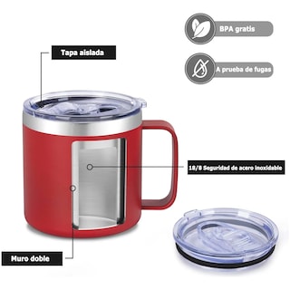 Foto 4 | Vaso Térmico 14oz De Acero Inoxidable Taza Para Café 414ml Eo Safe Imports Esi-19760 Rojo