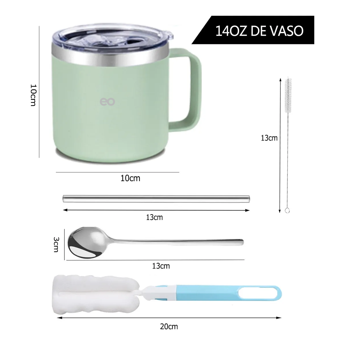 Foto 3 pulgar | Vaso Térmico 14oz De Acero Inoxidable Taza Para Café 414ml Eo Safe Imports Esi-19761 Verde