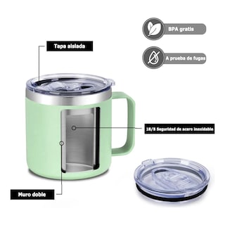 Foto 3 | Vaso Térmico 14oz De Acero Inoxidable Taza Para Café 414ml Eo Safe Imports Esi-19761 Verde