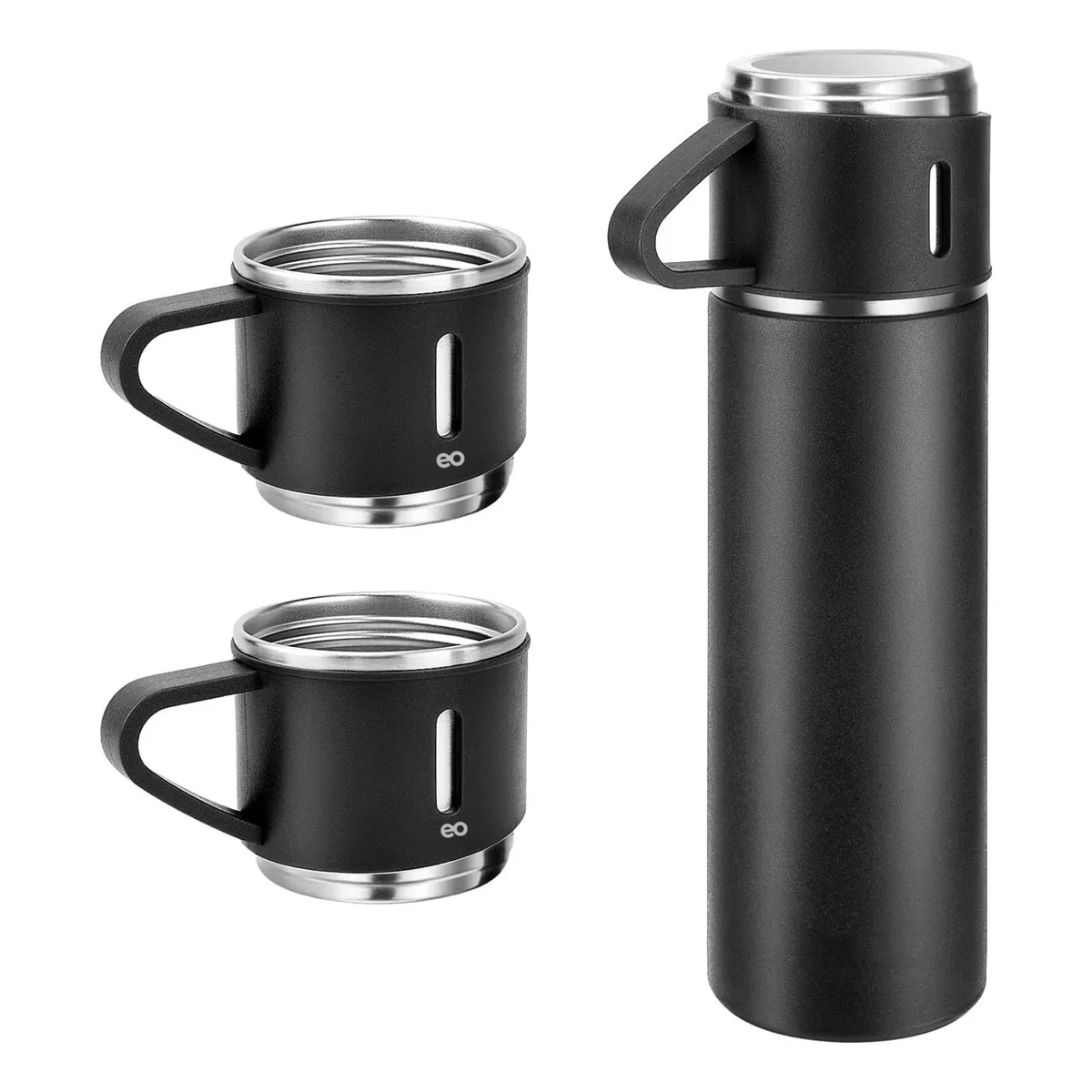 Foto 2 pulgar | Termo Botella Acero Inoxidable 304 Al Vacío Con Dos Tazas Eo Safe Imports Esi-20158  Negro
