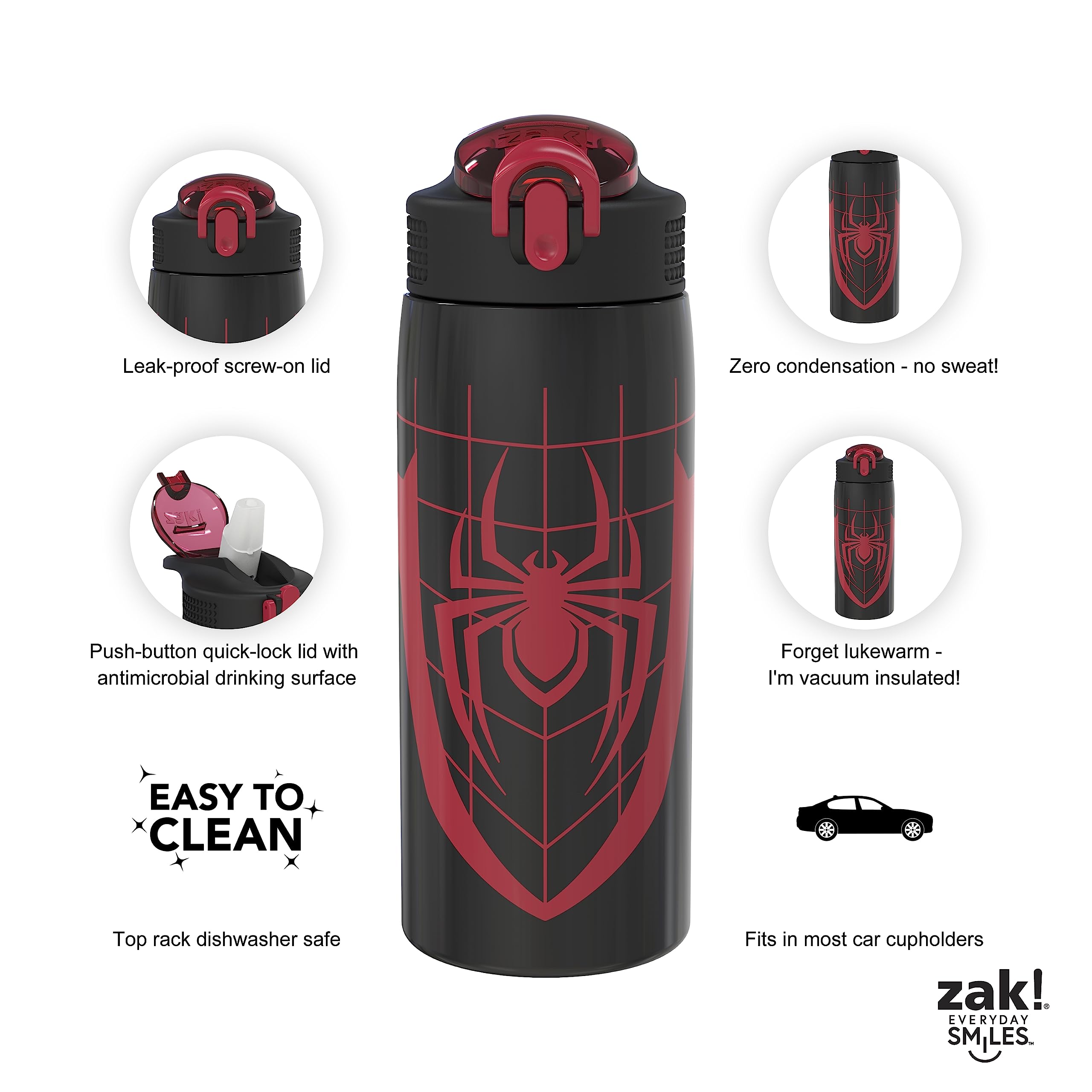 Foto 4 | Botella De Agua Zak Designs Marvel Spider-man 560 Ml De Acero Inoxidable - Venta Internacional.