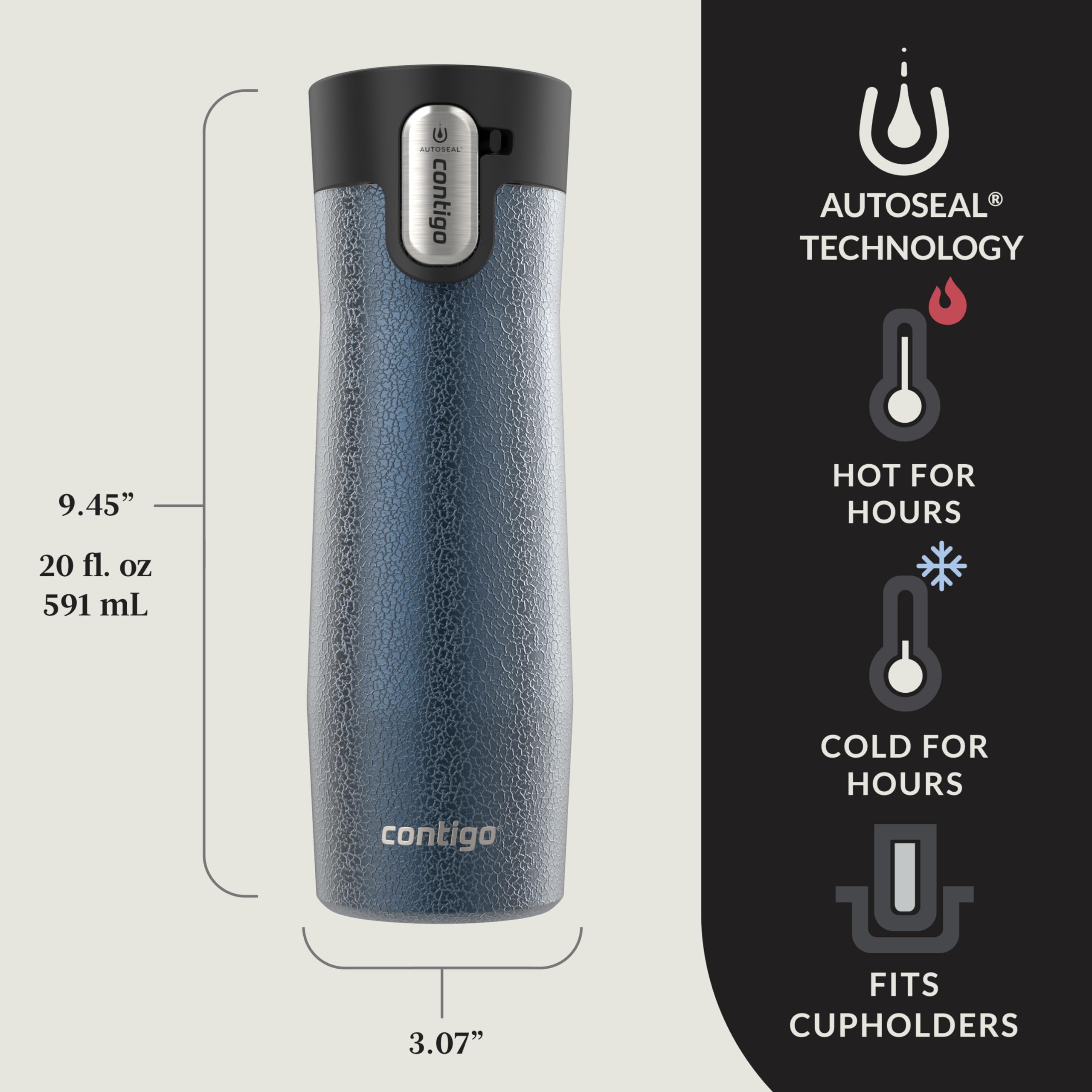 Foto 2 | Taza De Viaje Contigo Autoseal West Loop  590 Ml  2 Unidades  Cristal - Venta Internacional.