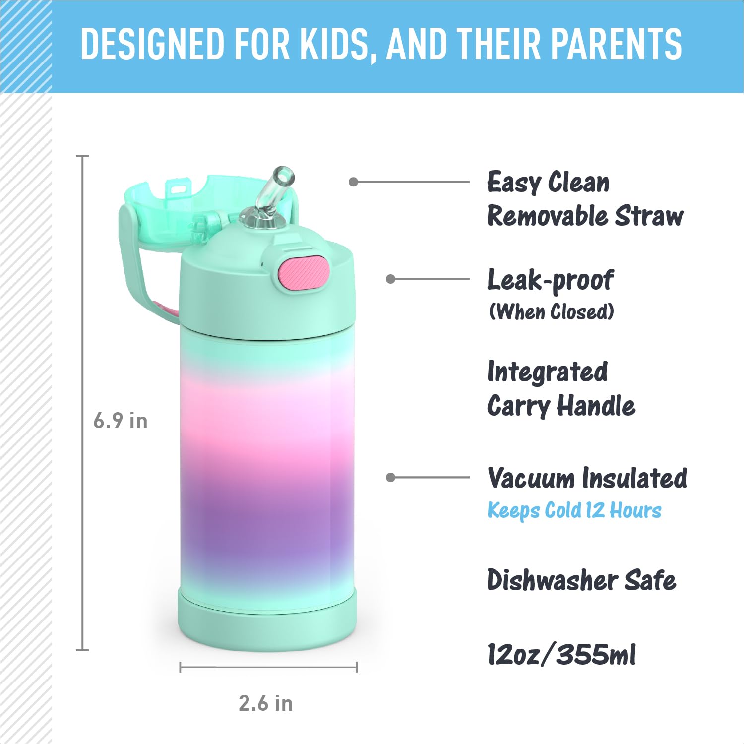 Foto 2 | Botella De Agua Thermos Funtainer Kids De Acero Inoxidable De 350 Ml - Venta Internacional.