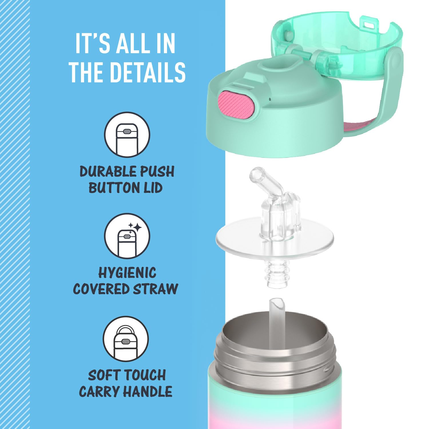 Foto 4 | Botella De Agua Thermos Funtainer Kids De Acero Inoxidable De 350 Ml - Venta Internacional.