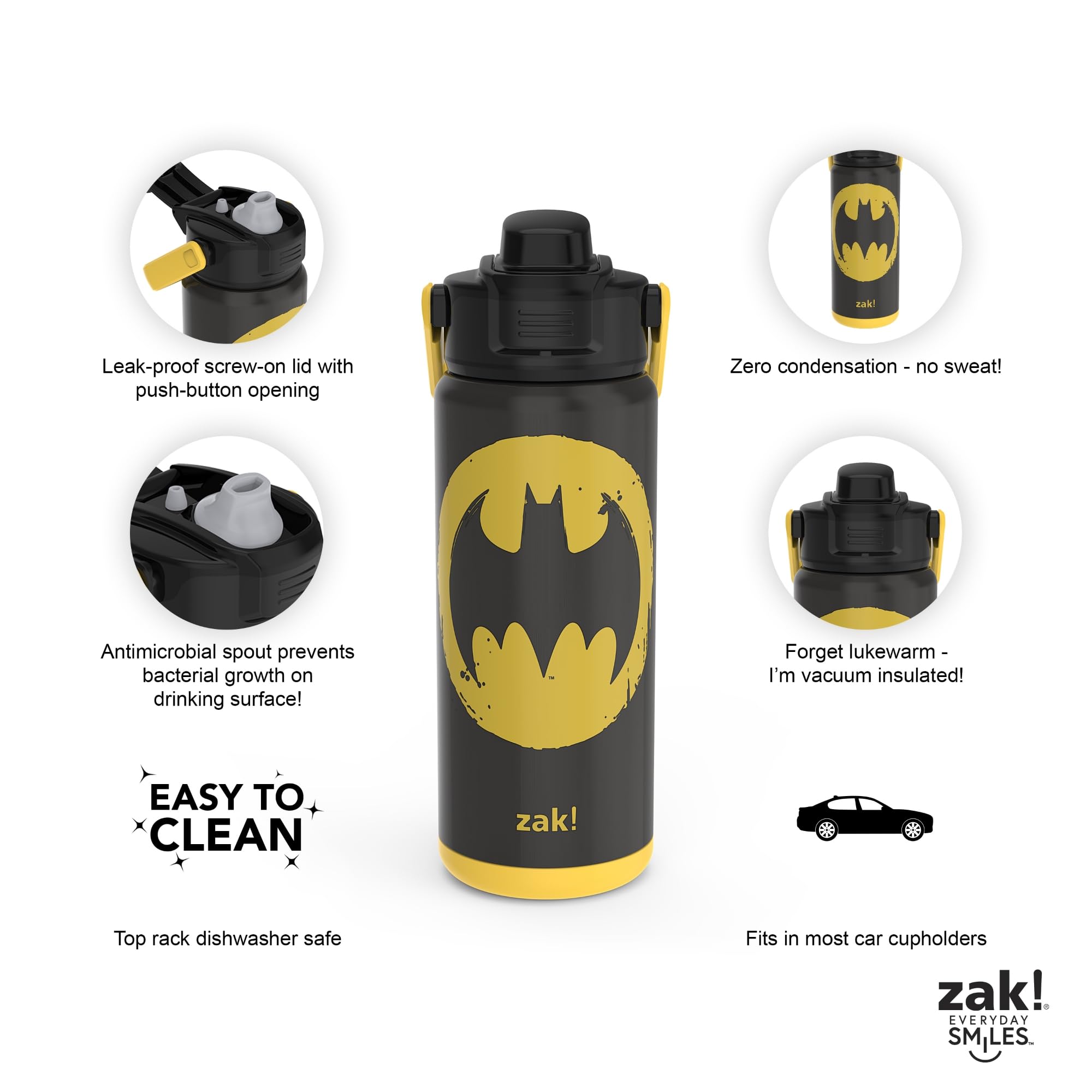 Foto 3 pulgar | Botella Aislante Zak! Beacon Batman  600 Ml  Acero Inoxidable - Venta Internacional.