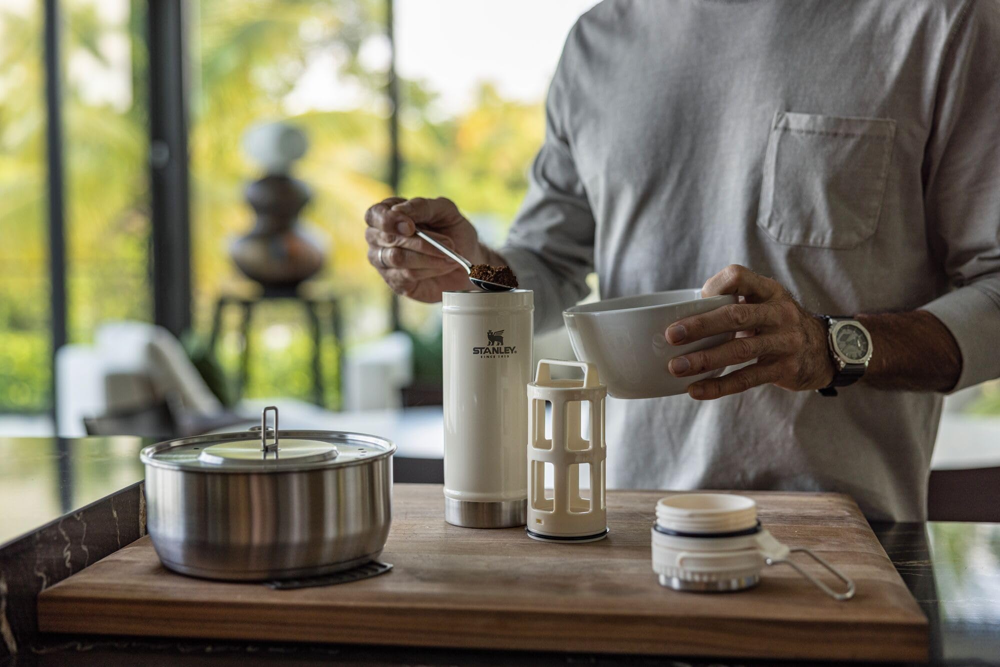 Foto 4 | Taza De Viaje Stanley Classic De French Press  473 Ml  Color Crema Brillante - Venta Internacional.