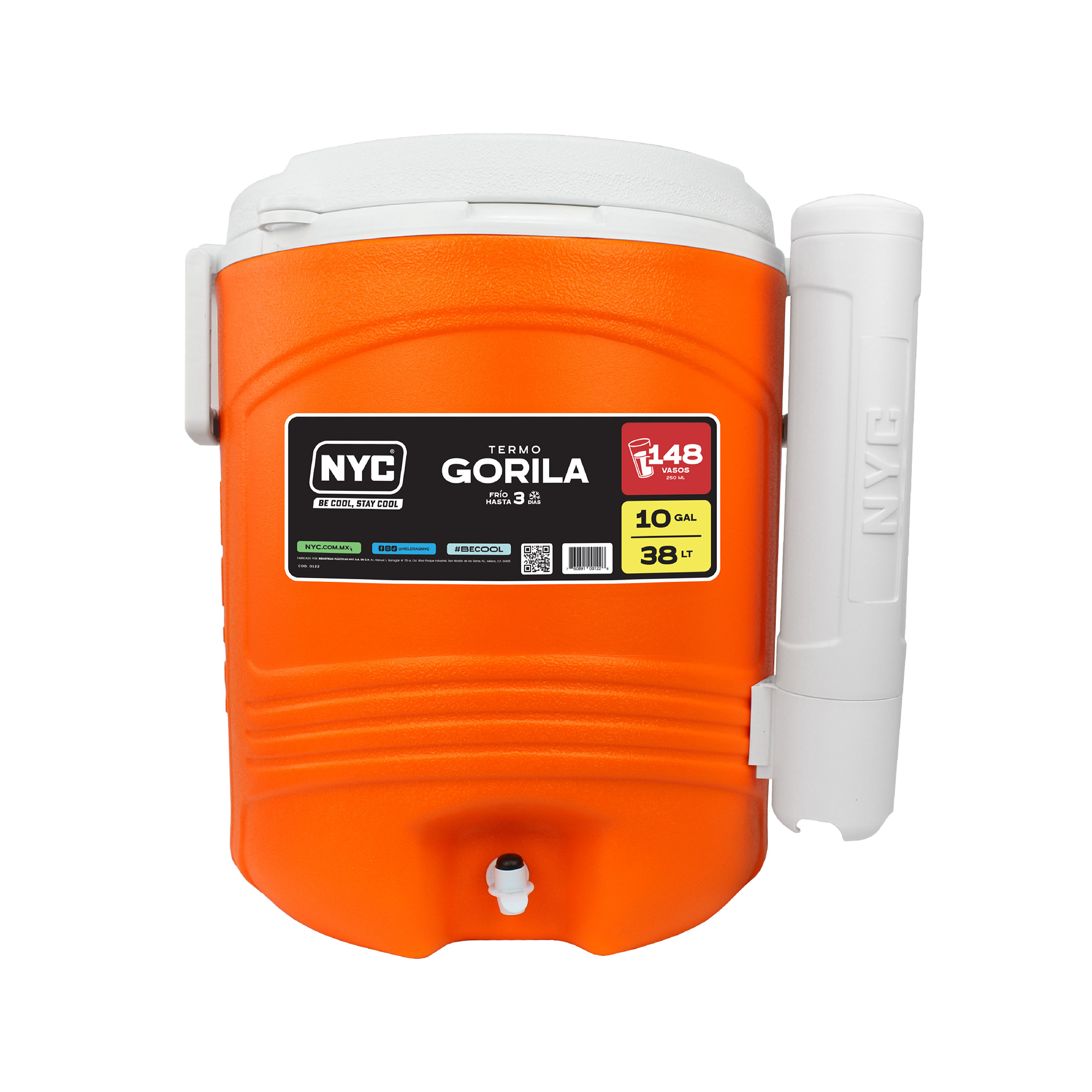 Termo 10 Galones Con Dispensador De Agua Nyc Naranja