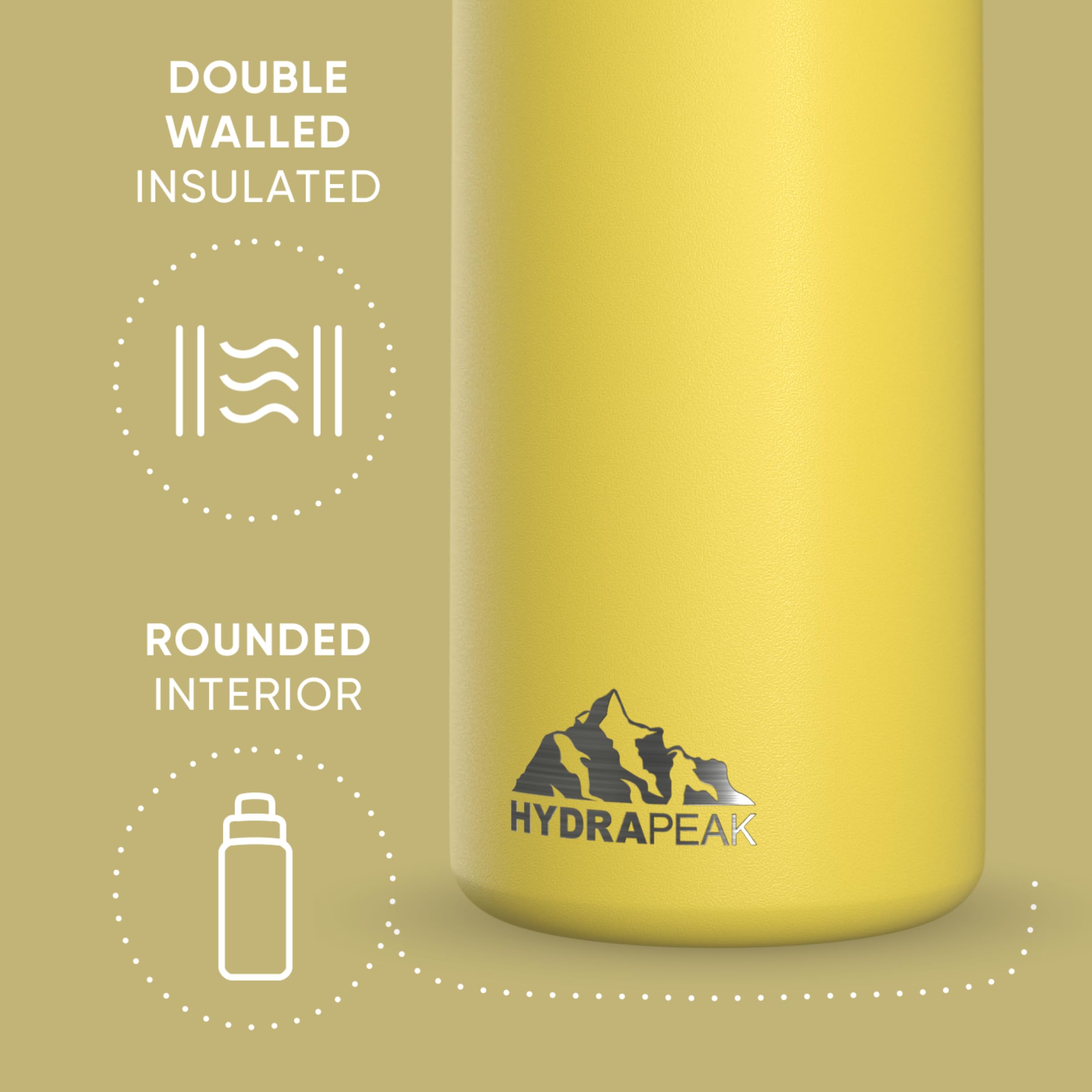 Foto 4 pulgar | Botella De Agua Aislante Hydrapeak De 950 Ml Con Tapa Tipo Vaso  Color Limón - Venta Internacional.