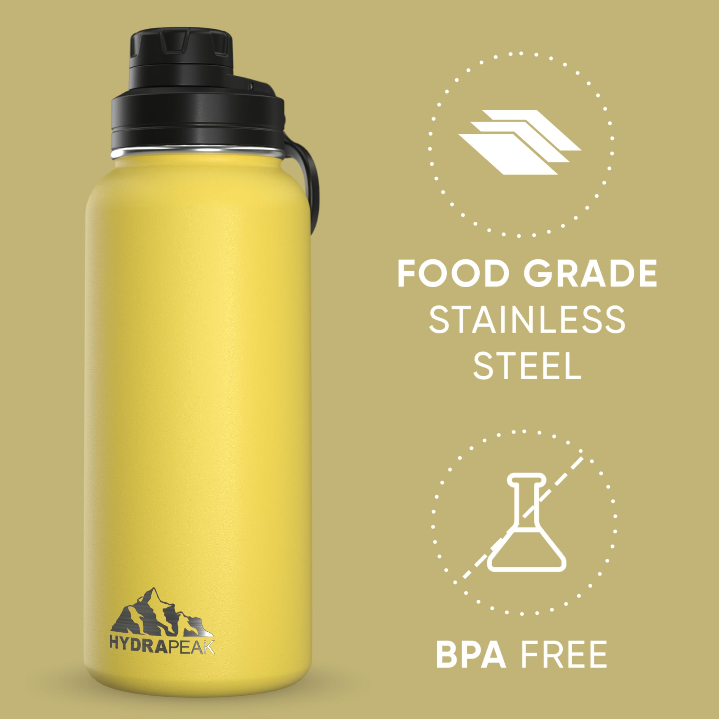 Foto 5 pulgar | Botella De Agua Aislante Hydrapeak De 950 Ml Con Tapa Tipo Vaso  Color Limón - Venta Internacional.