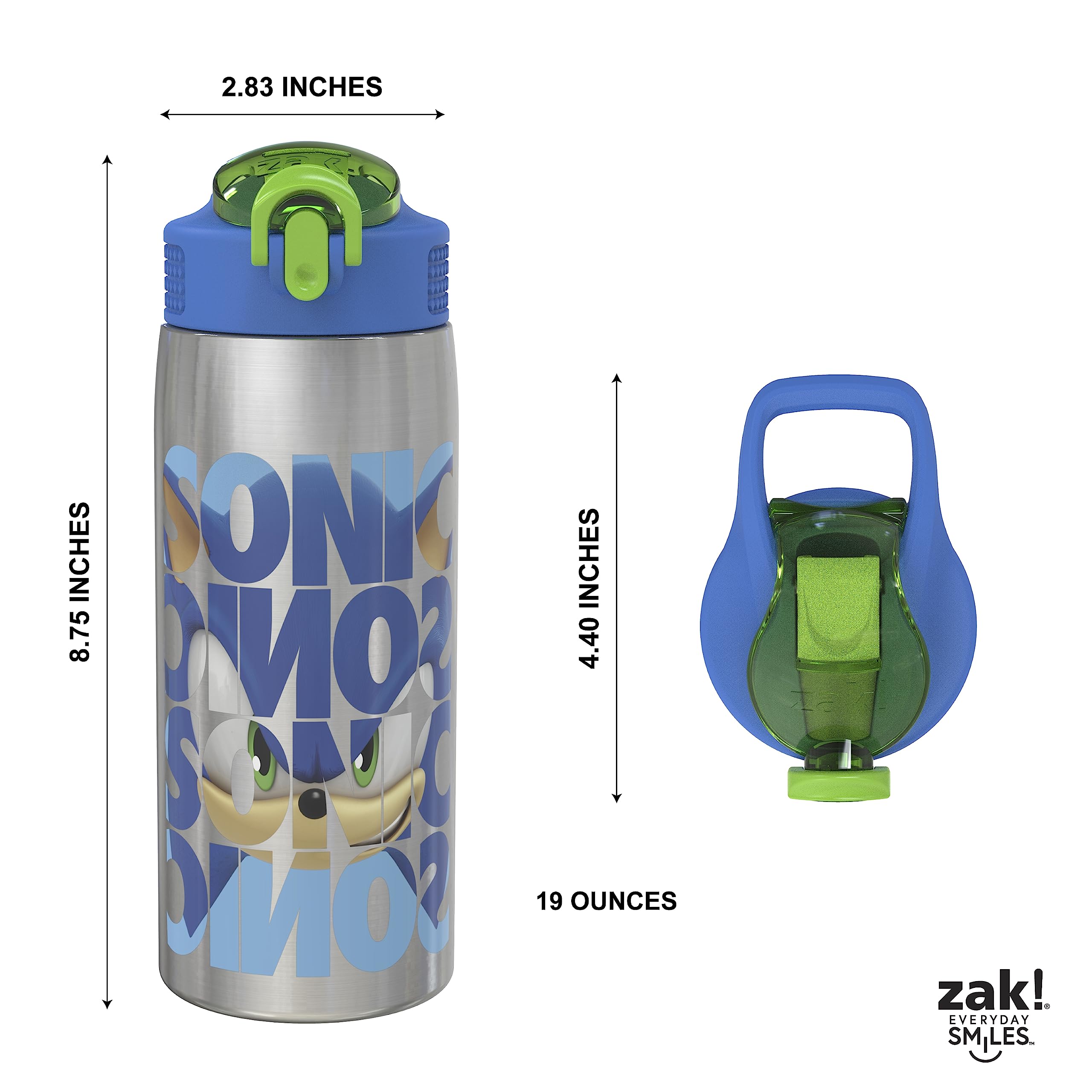Foto 5 | Botella De Agua Zak Designs Sonic The Hedgehog  560 Ml  Acero Inoxidable - Venta Internacional.