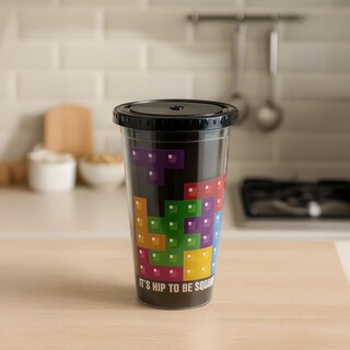 Foto 4 | Vaso De Viaje Tetris Hip To Be Square De Plástico De 473 Ml - Venta Internacional.