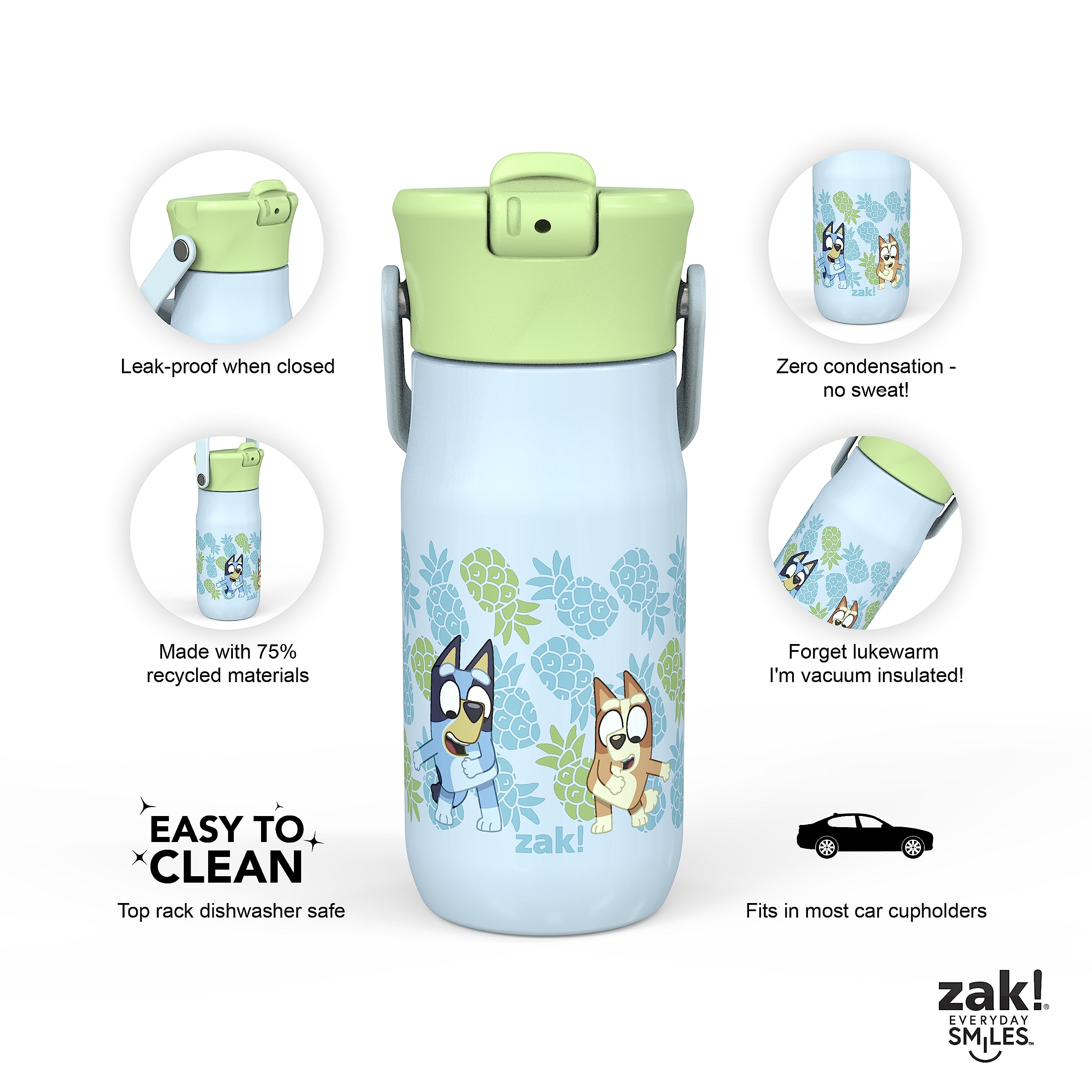 Foto 6 pulgar | Botella De Agua Zak Designs Harmony Bluey Kids De Acero Inoxidable De 400 Ml - Venta Internacional.