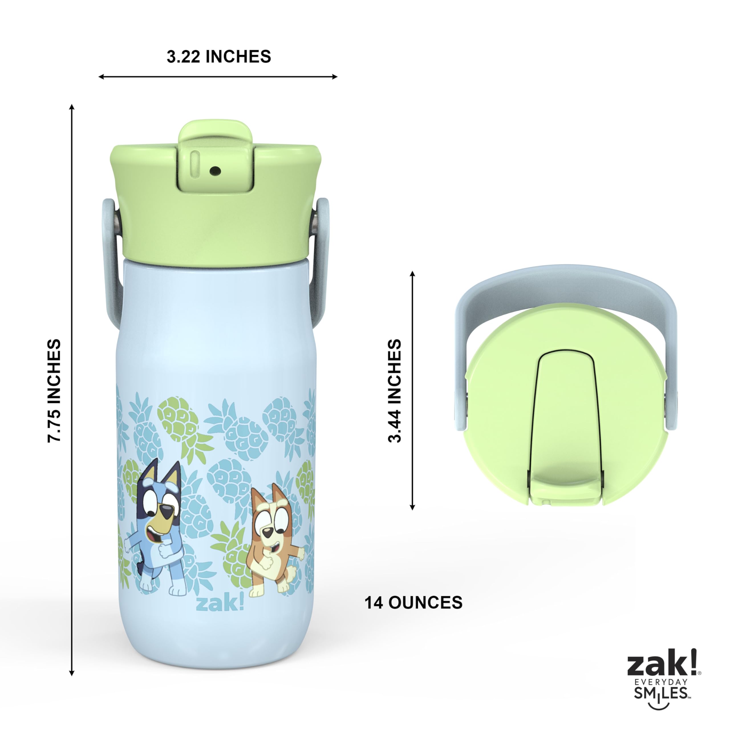 Foto 7 pulgar | Botella De Agua Zak Designs Harmony Bluey Kids De Acero Inoxidable De 400 Ml - Venta Internacional.