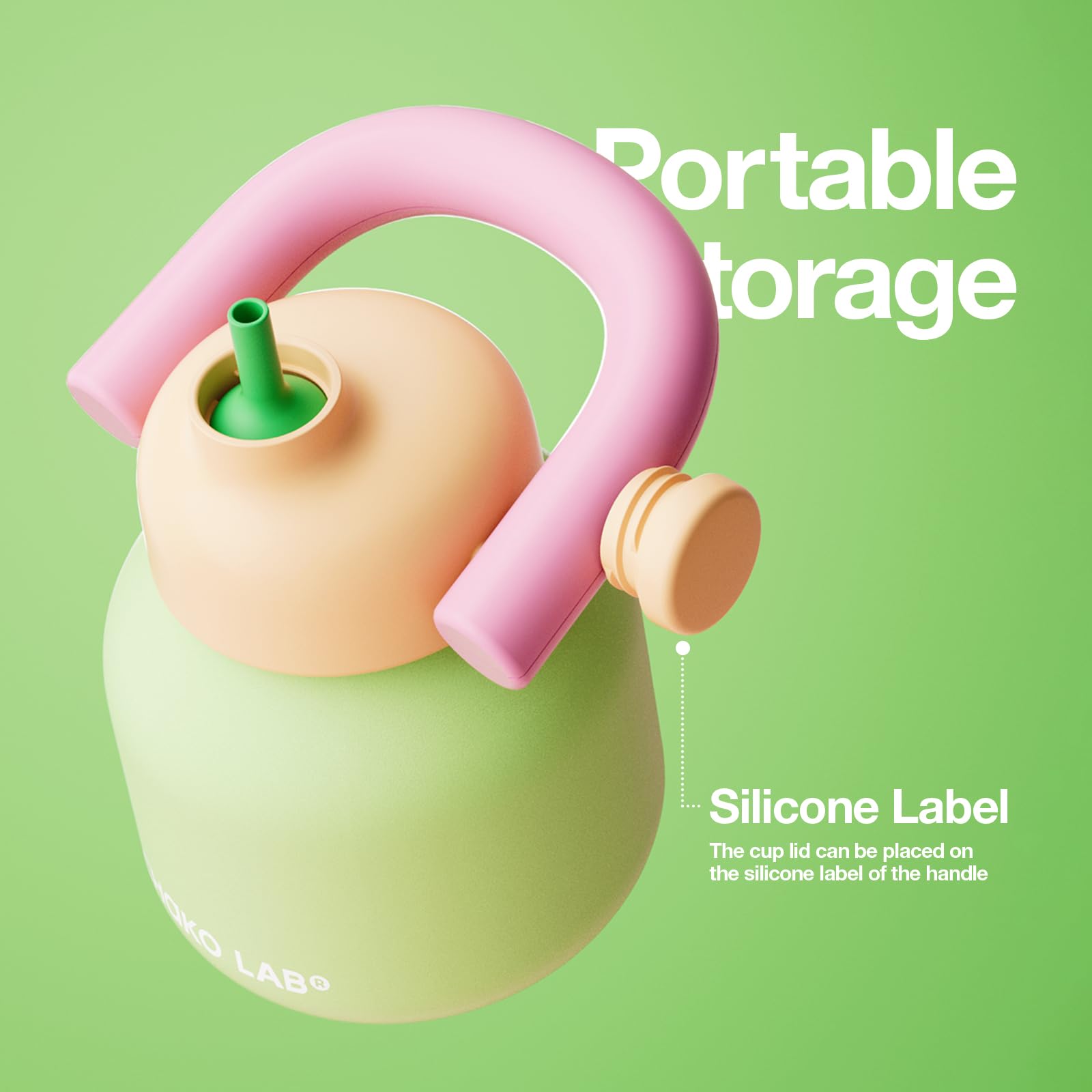 Foto 5 | Botella De Agua Con Aislamiento Chako Lab De 1 Litro Con Pajita Y Asa De Transporte - Venta Internacional.