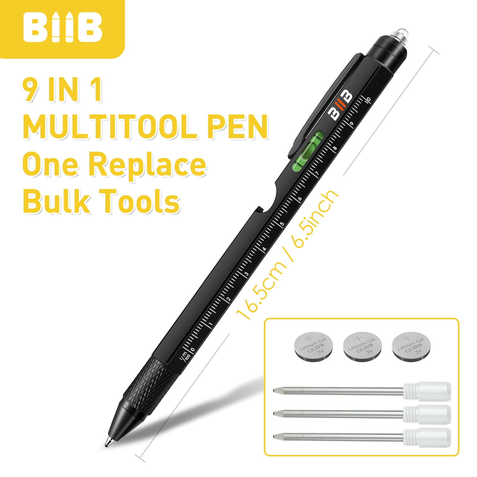Foto 4 pulgar | Bolígrafo Multiherramienta Biib 9 En 1 Para Hombre Con Linterna Led Y Lápiz Capacitivo - Venta Internacional.