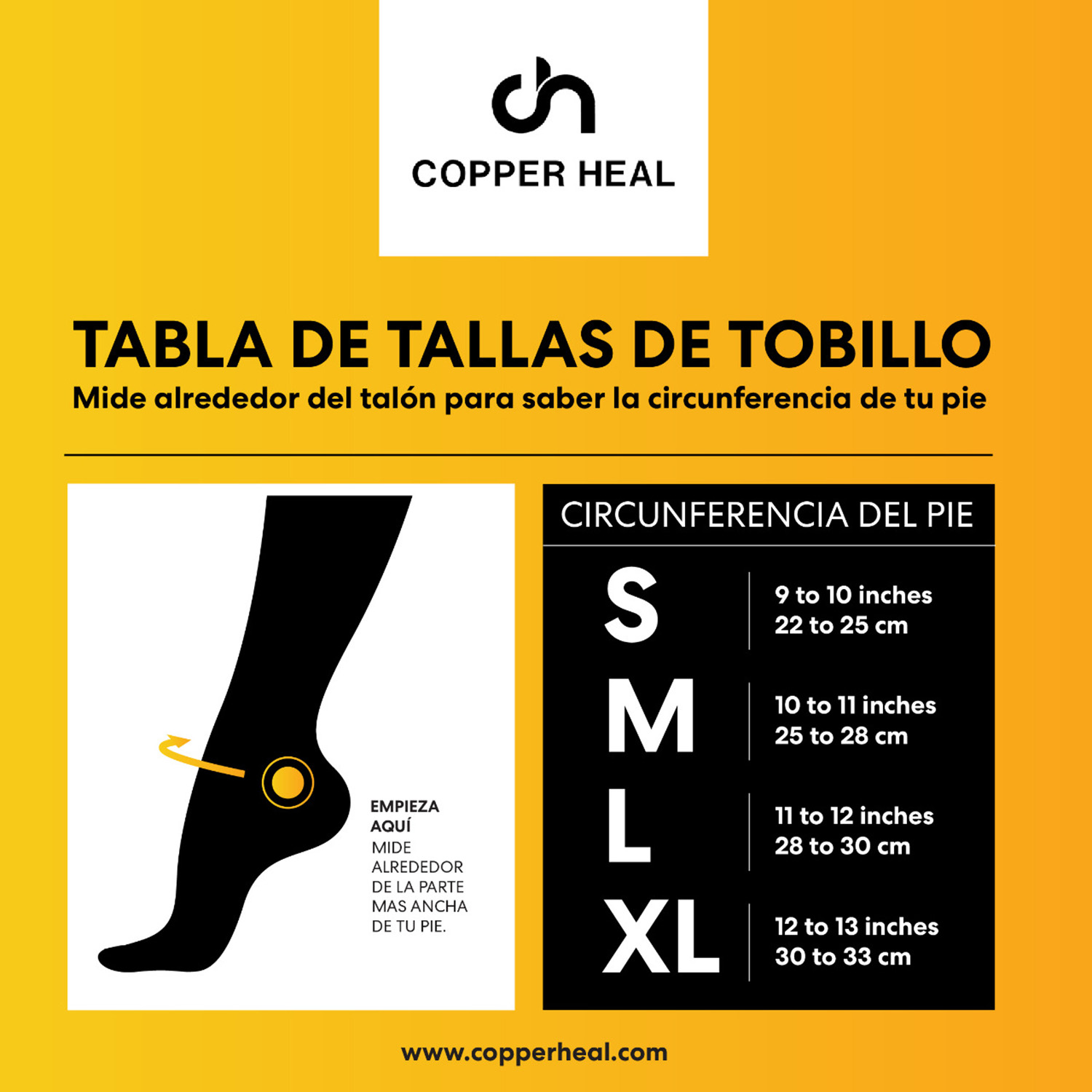 Foto 4 pulgar | Tobillera de Compresión Copper Heal color Negro Un Par Talla L