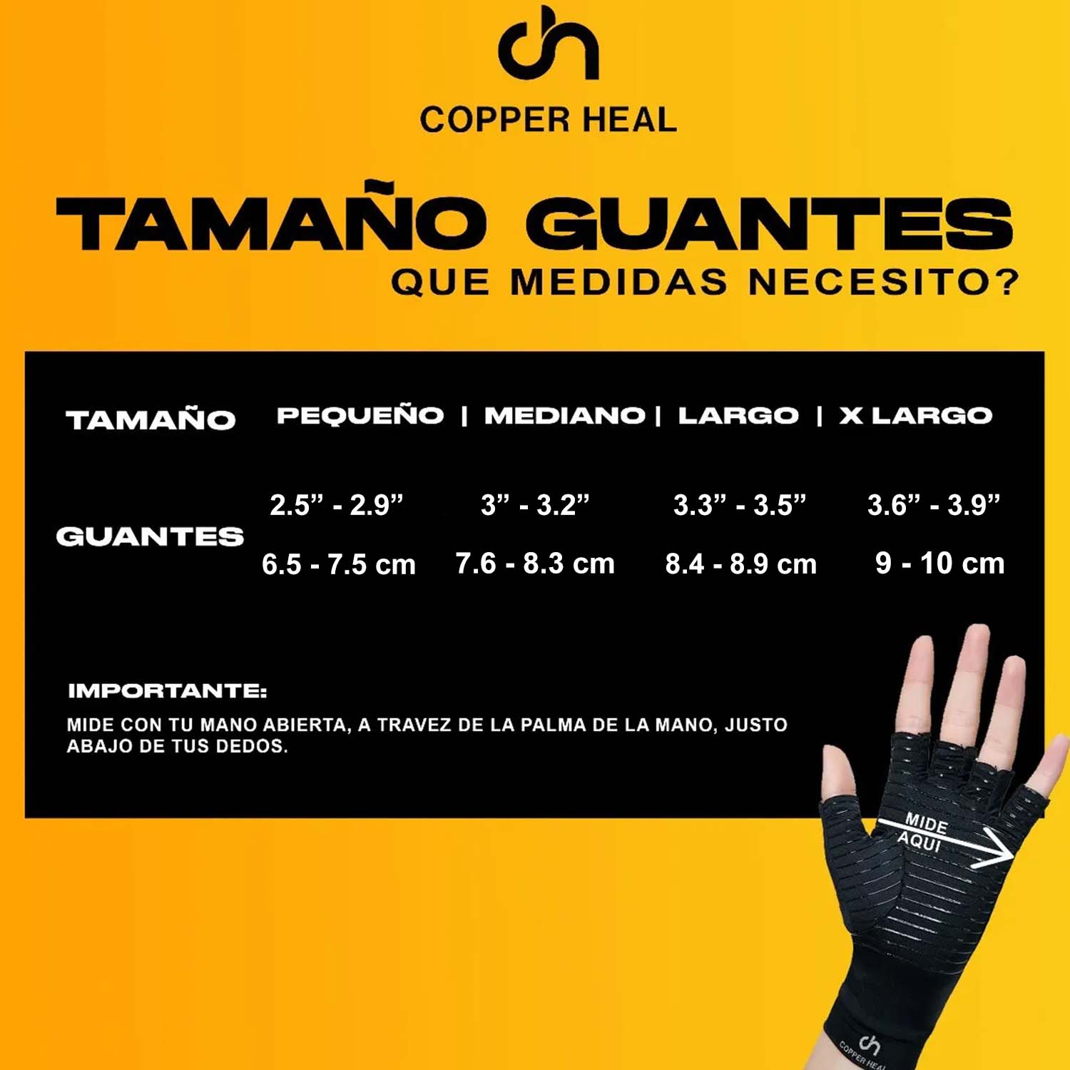Foto 4 pulgar | Guantes de Compresión Copper Heal color Negro para Artritis de Cobre Talla M