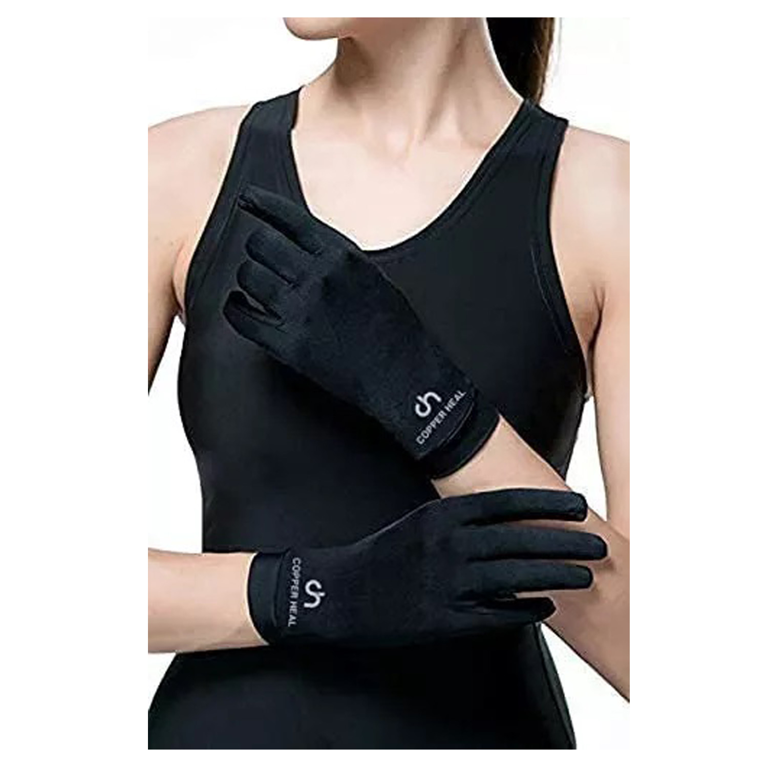 Foto 6 pulgar | Guantes Full Hand de Compresión Copper Heal Negro para Artritis de Cobre Talla L