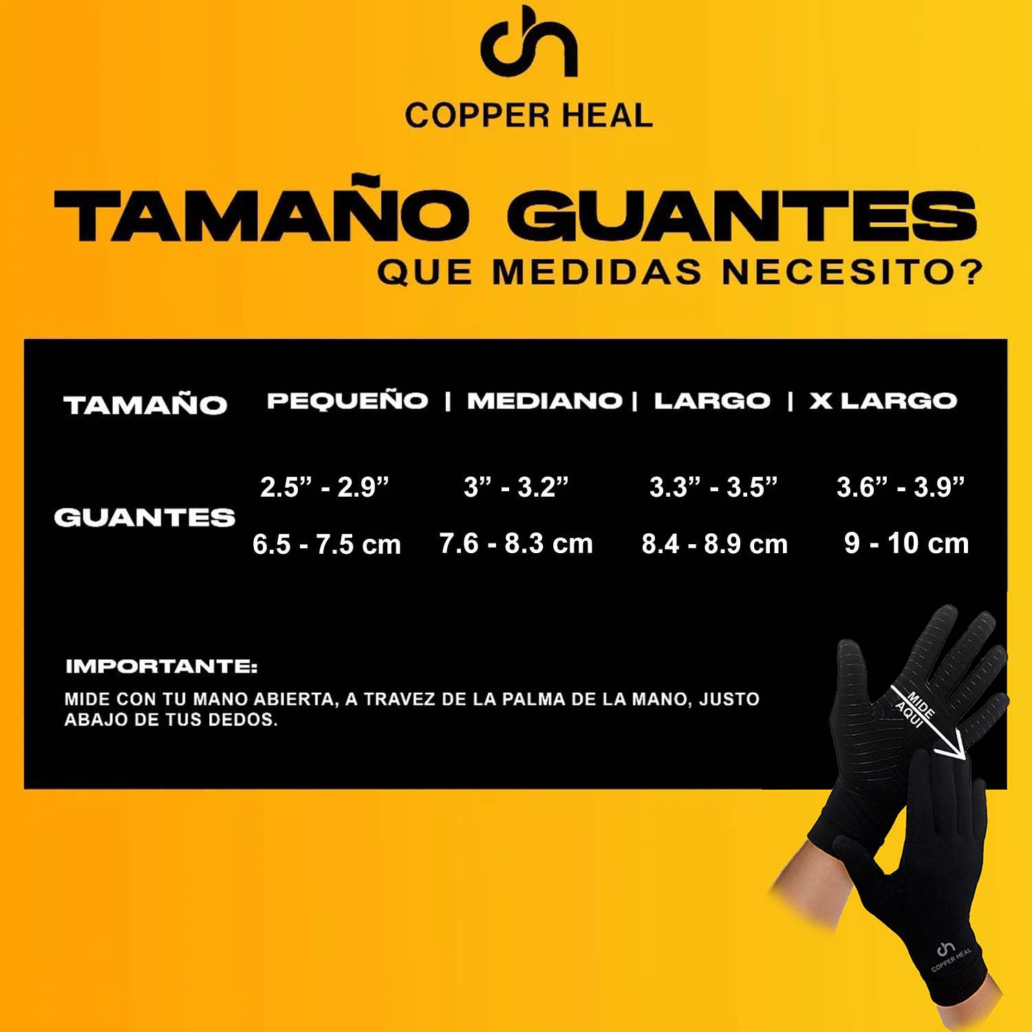 Foto 4 pulgar | Guantes Full Hand de Compresión para Artritis de Cobre por Copper Heal Talla M