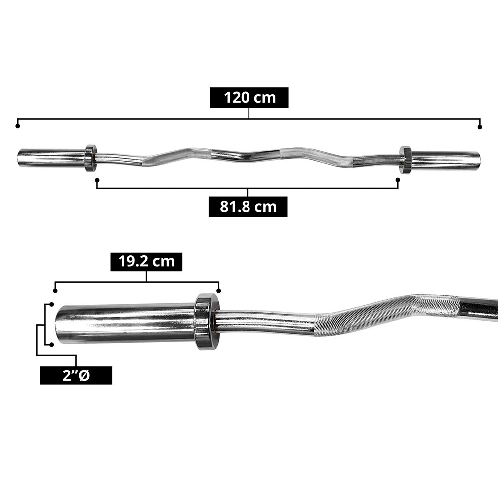 Foto 4 pulgar | Barra Olímpica Curl-z Tayga 47″ Cromada